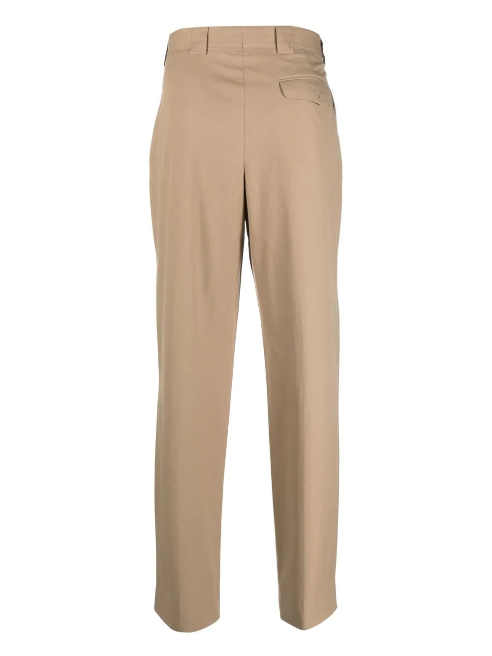 pleat-detail cotton straight-leg trousers - 2