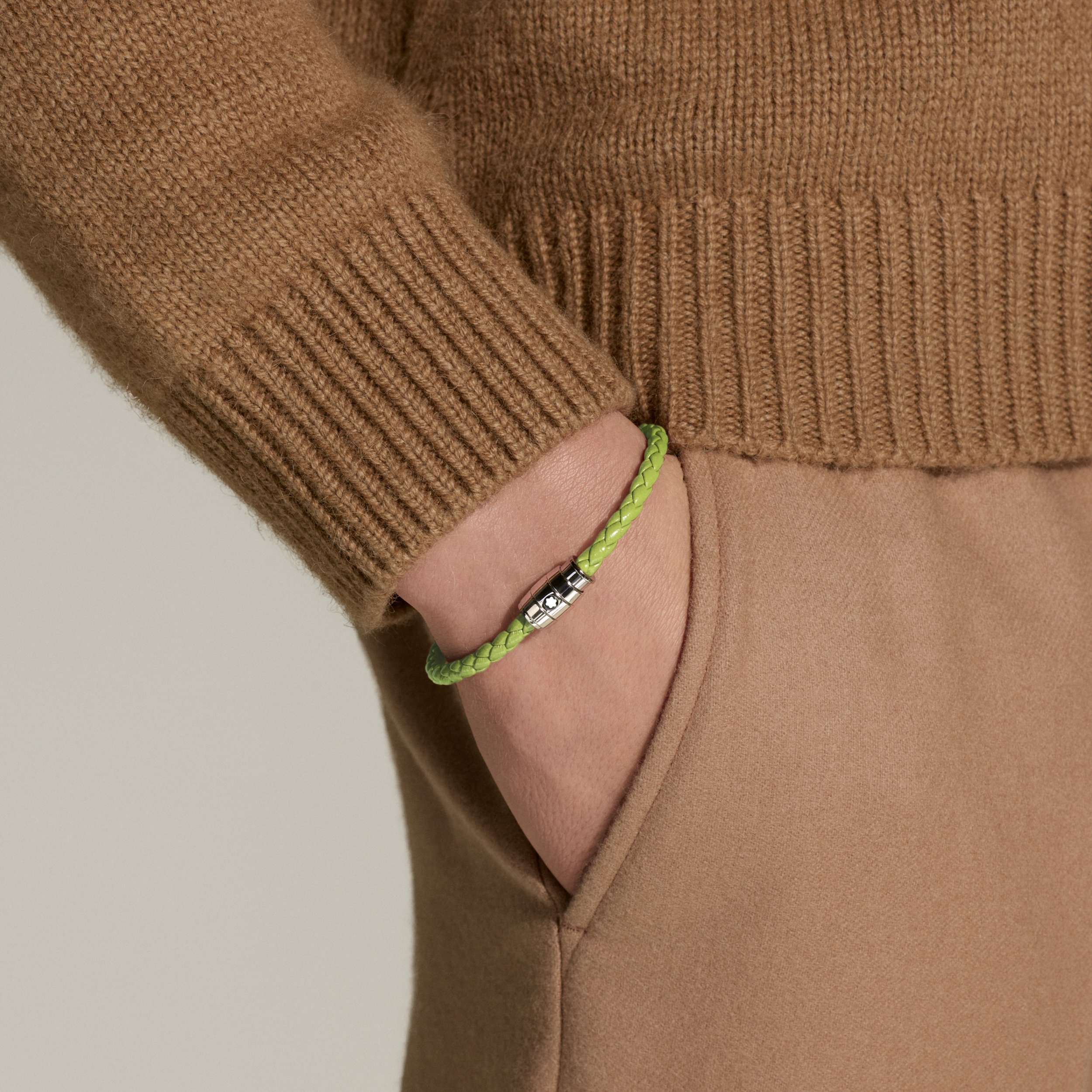 Bracelet Steel 3 Rings Meisterstück Collection in Lime Leather - 2