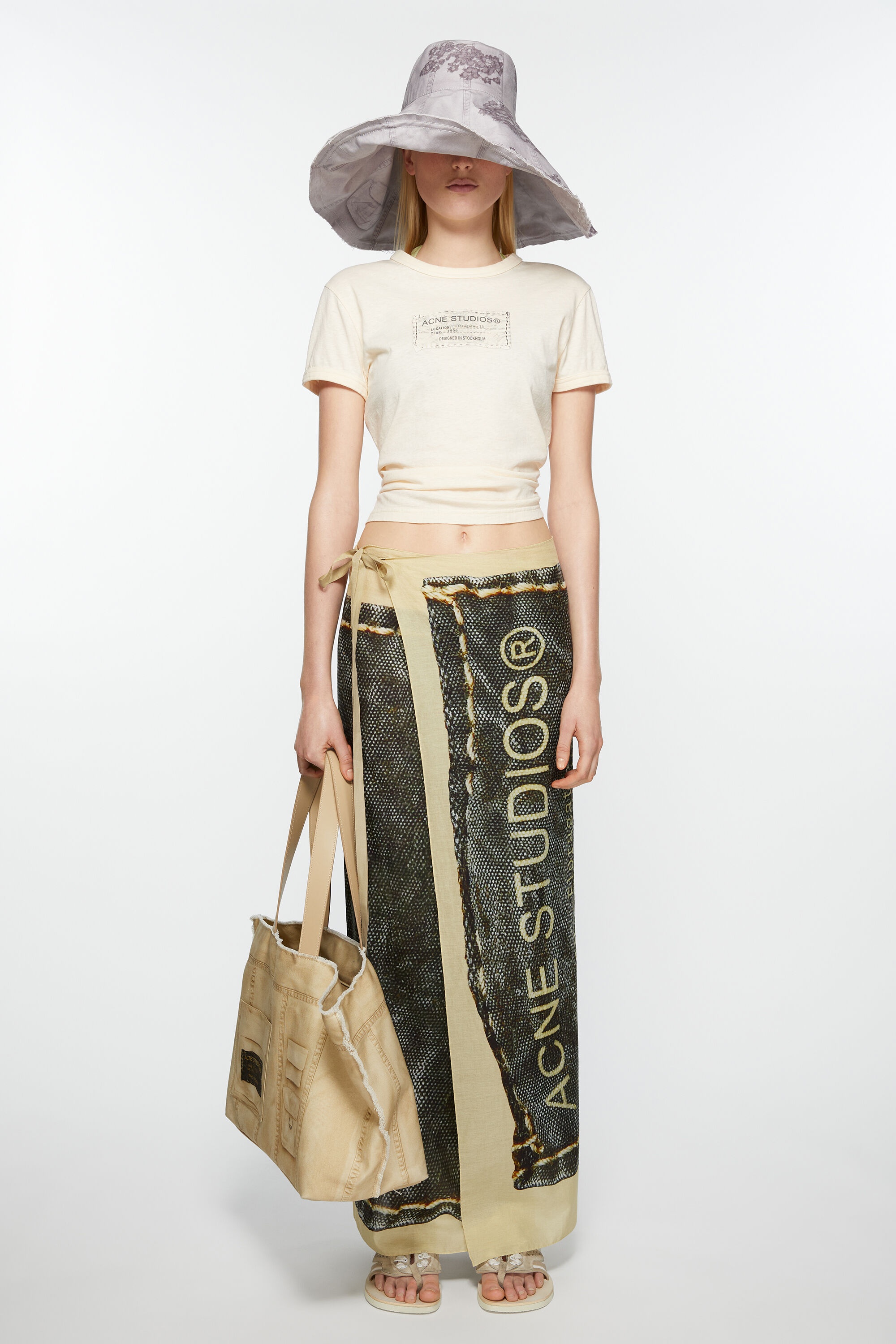 Printed sarong scarf - Beige/black - 2