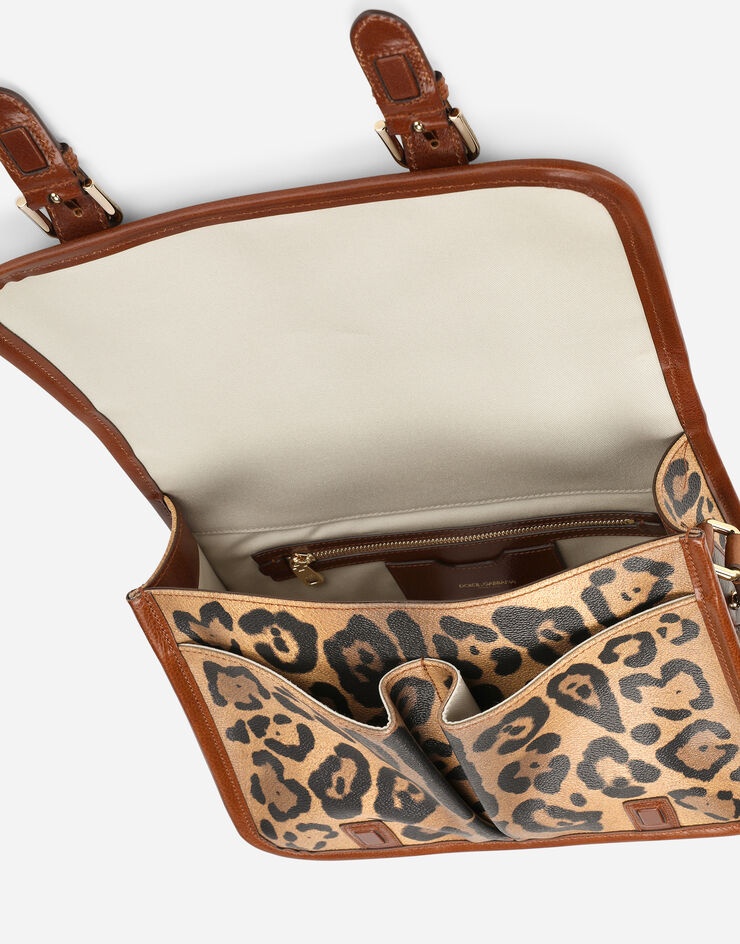 Leopard-print Crespo messenger bag with branded plate - 5