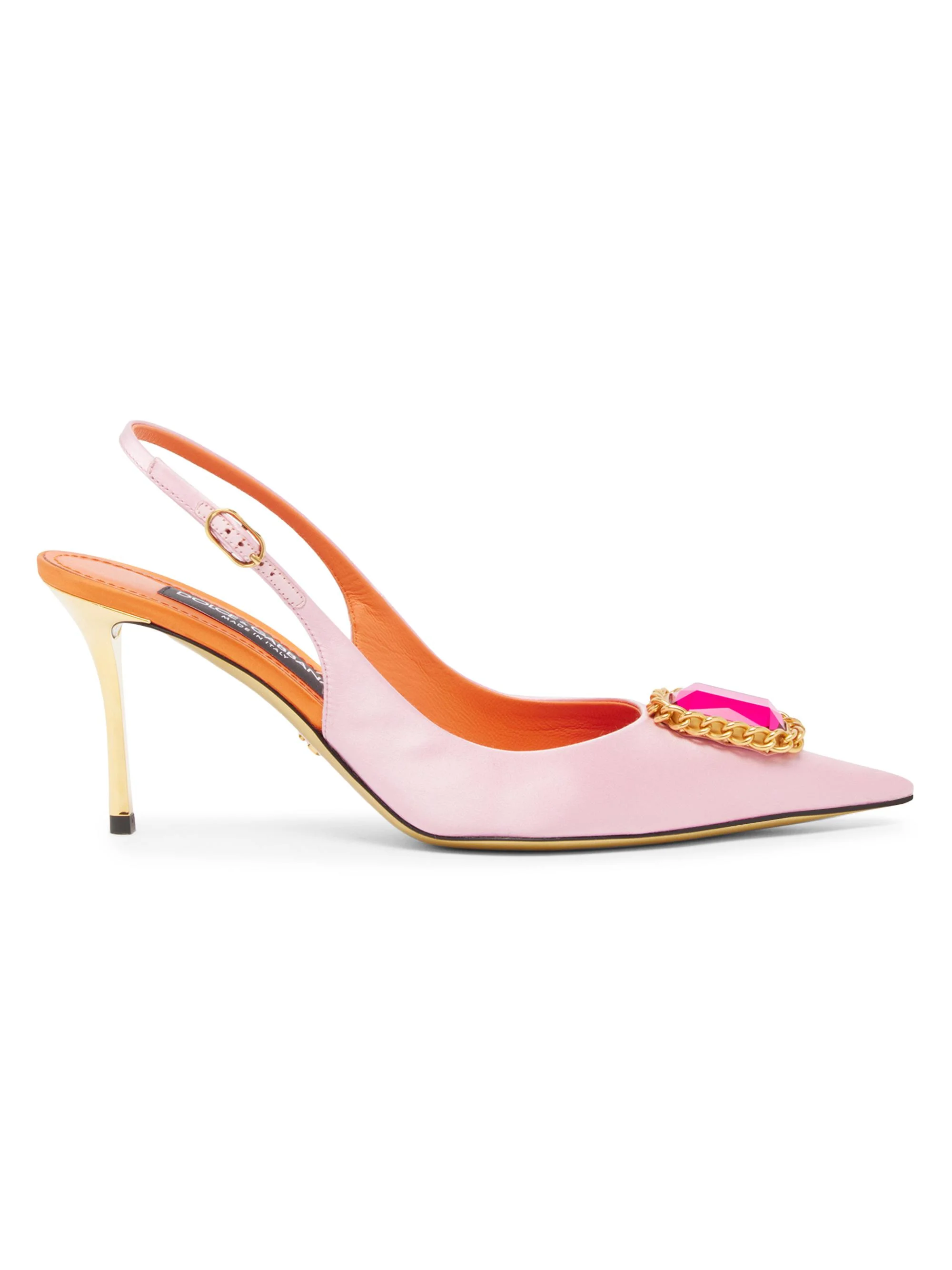 Women's Crystal-Embellished Satin Slingback Pumps - Rosa Arancio - 1