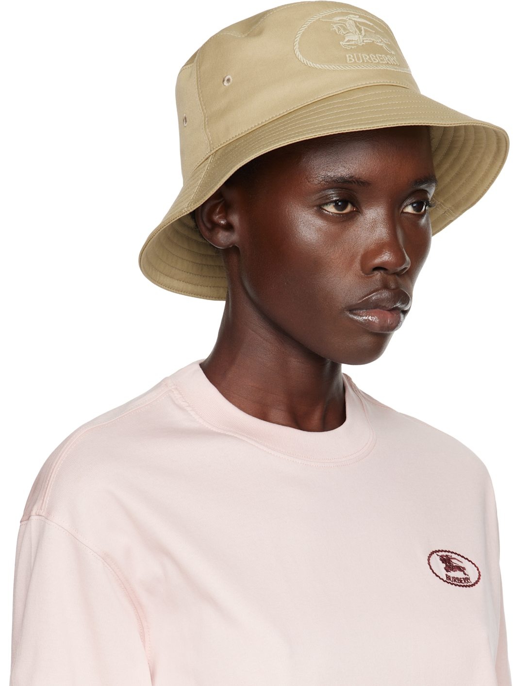 Beige Knight Stamp Gabardine Bucket Hat - 2