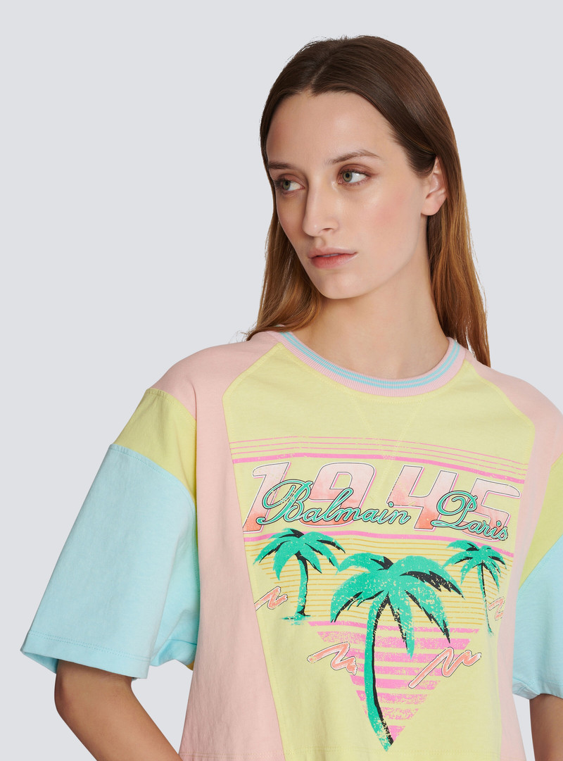 T-shirt with palm tree Balmain Signature print 7