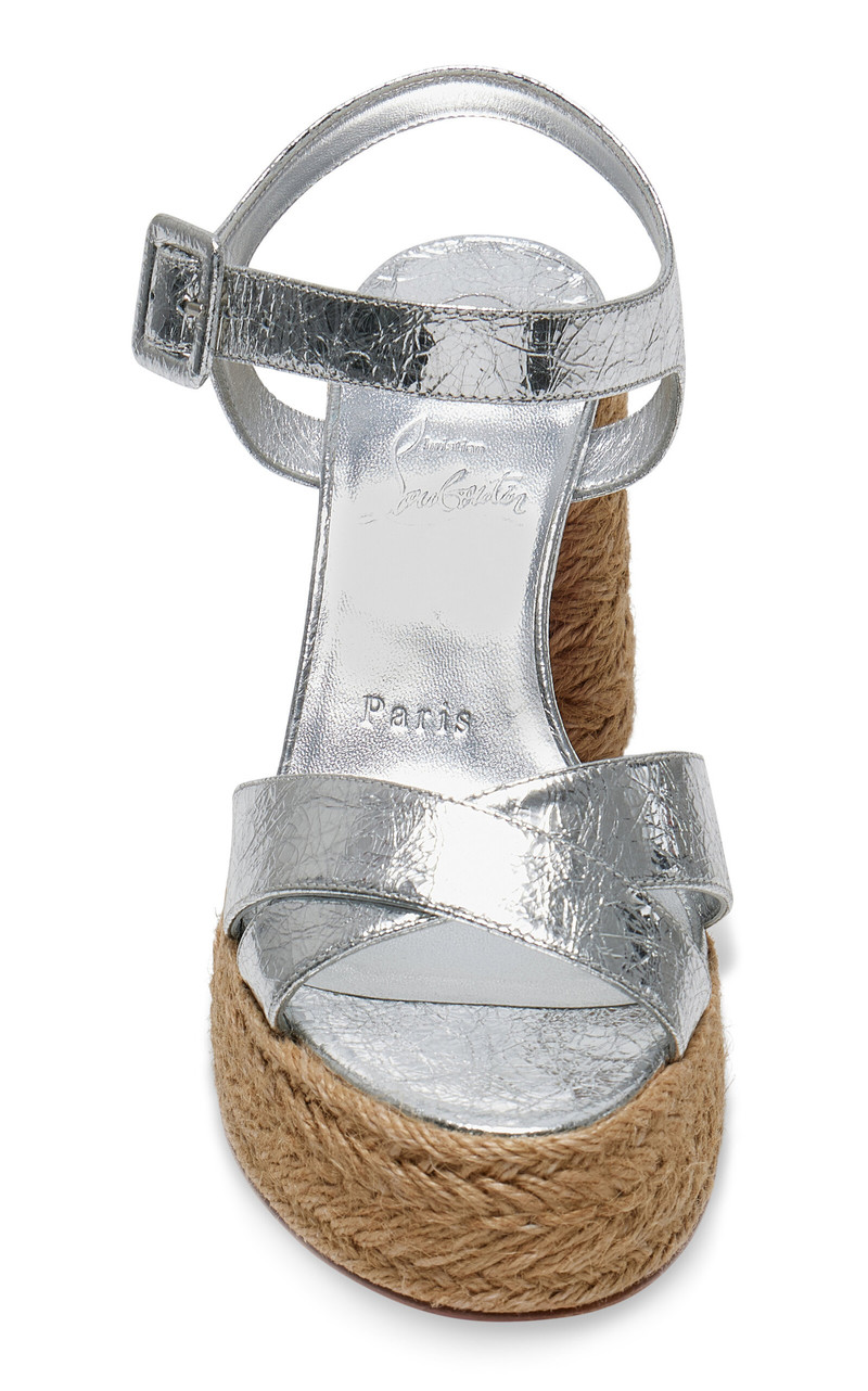Christian Louboutin Calakala 85mm Metallic Leather Sandals silver outlook