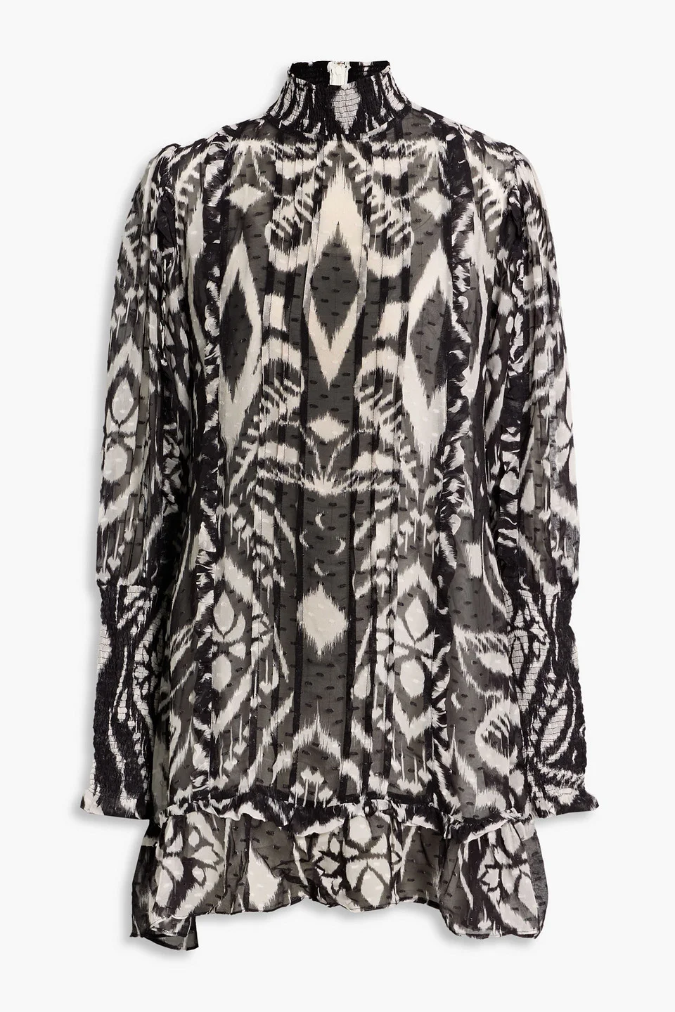 Printed fil coupé chiffon mini dress - 1