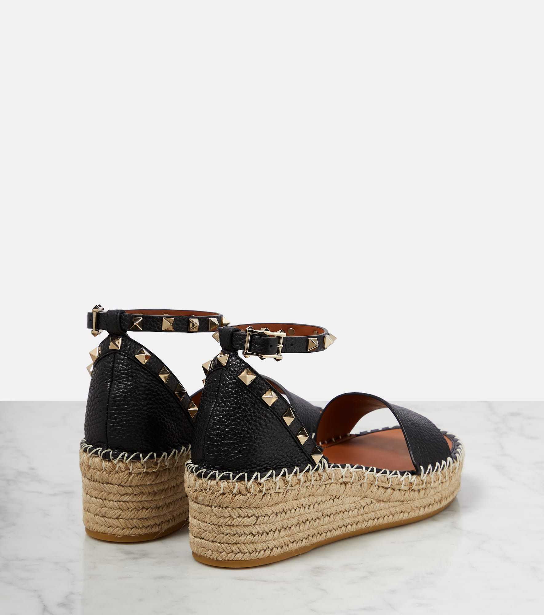 Rockstud leather espadrille wedges - 3