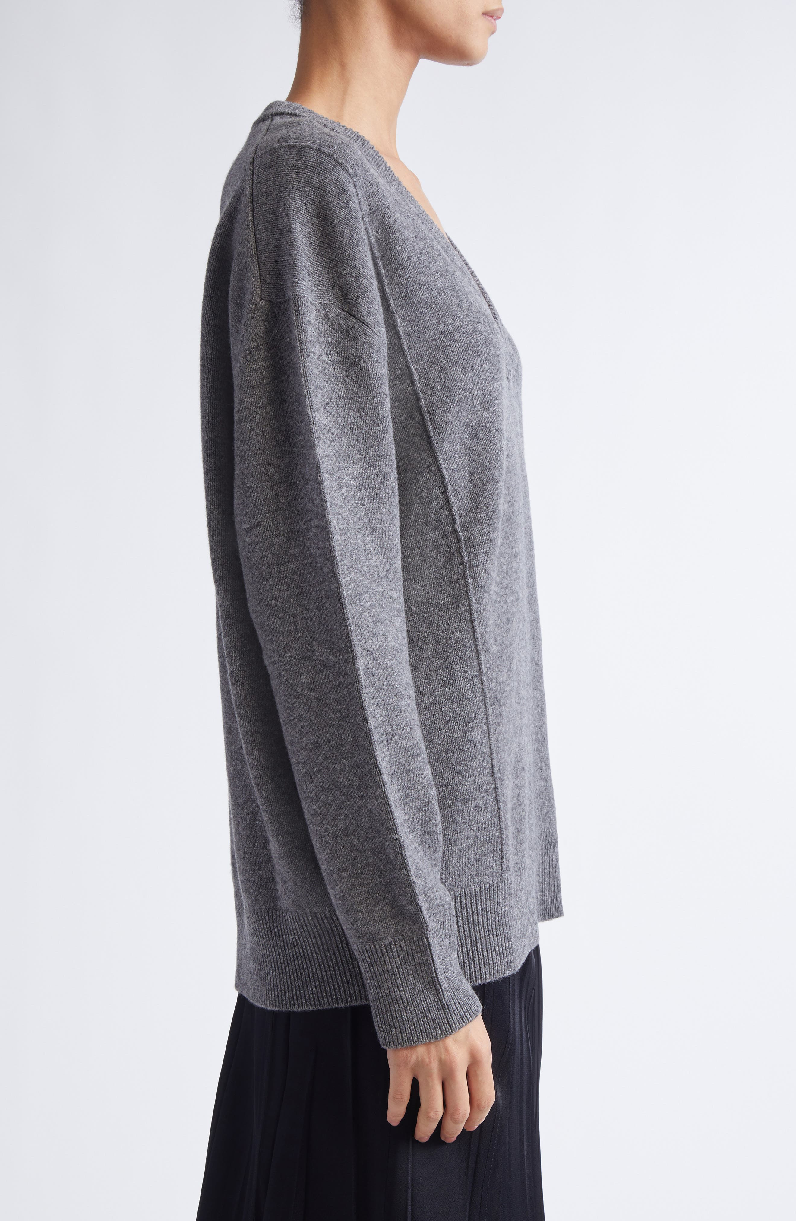 Jil Sander Wool & Cashmere V-Neck Sweater in Basalt at Nordstrom - 4