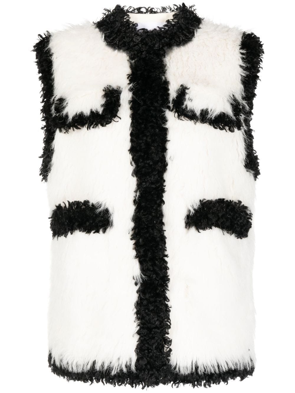 contrast-trim faux-fur gilet - 1