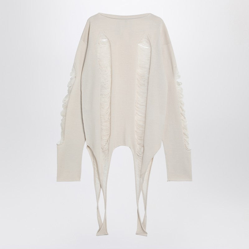 Rick Owens Torn Ivory Sweater In Wool Men - 2
