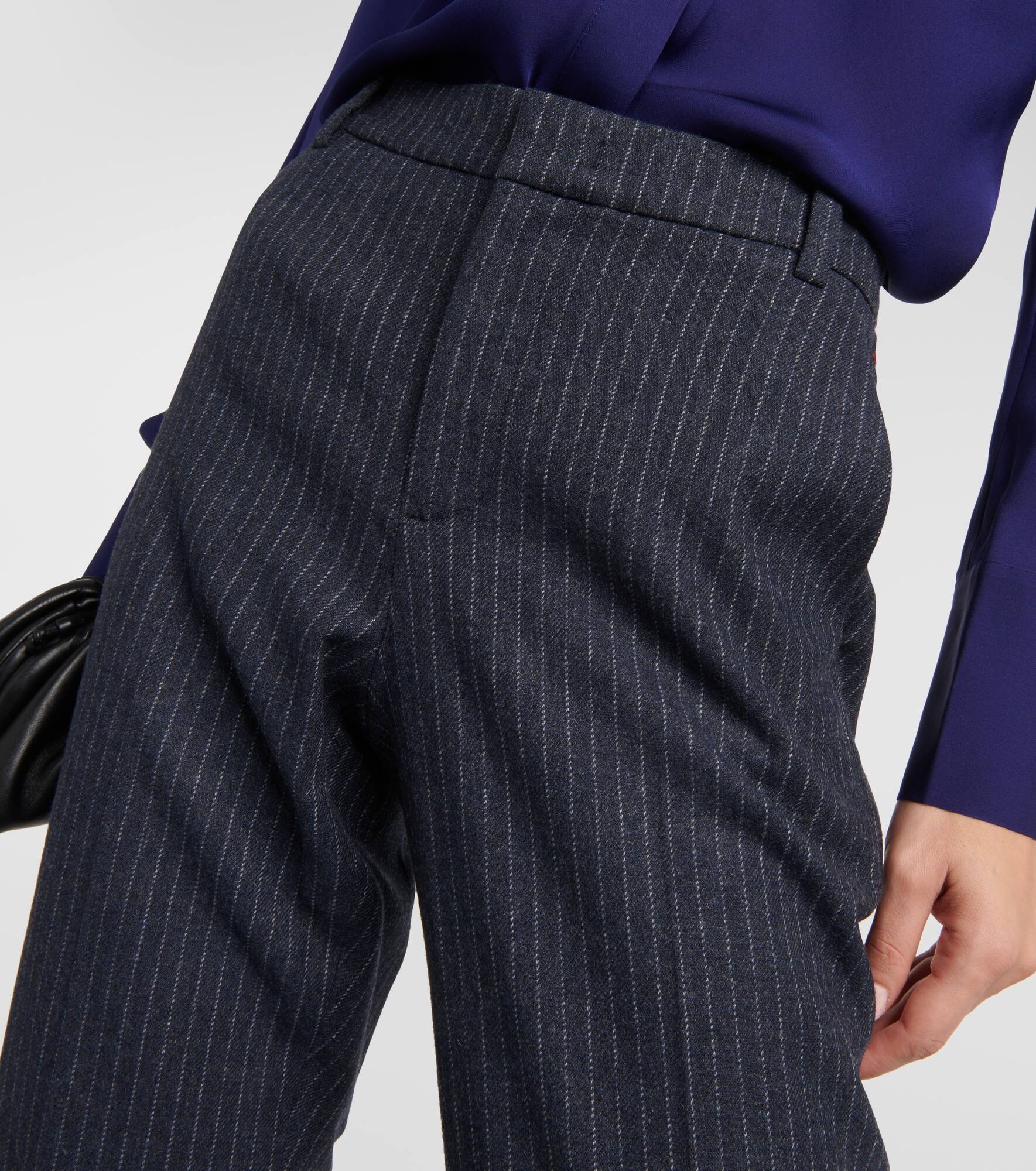 Pinstripe flannel straight pants - 4