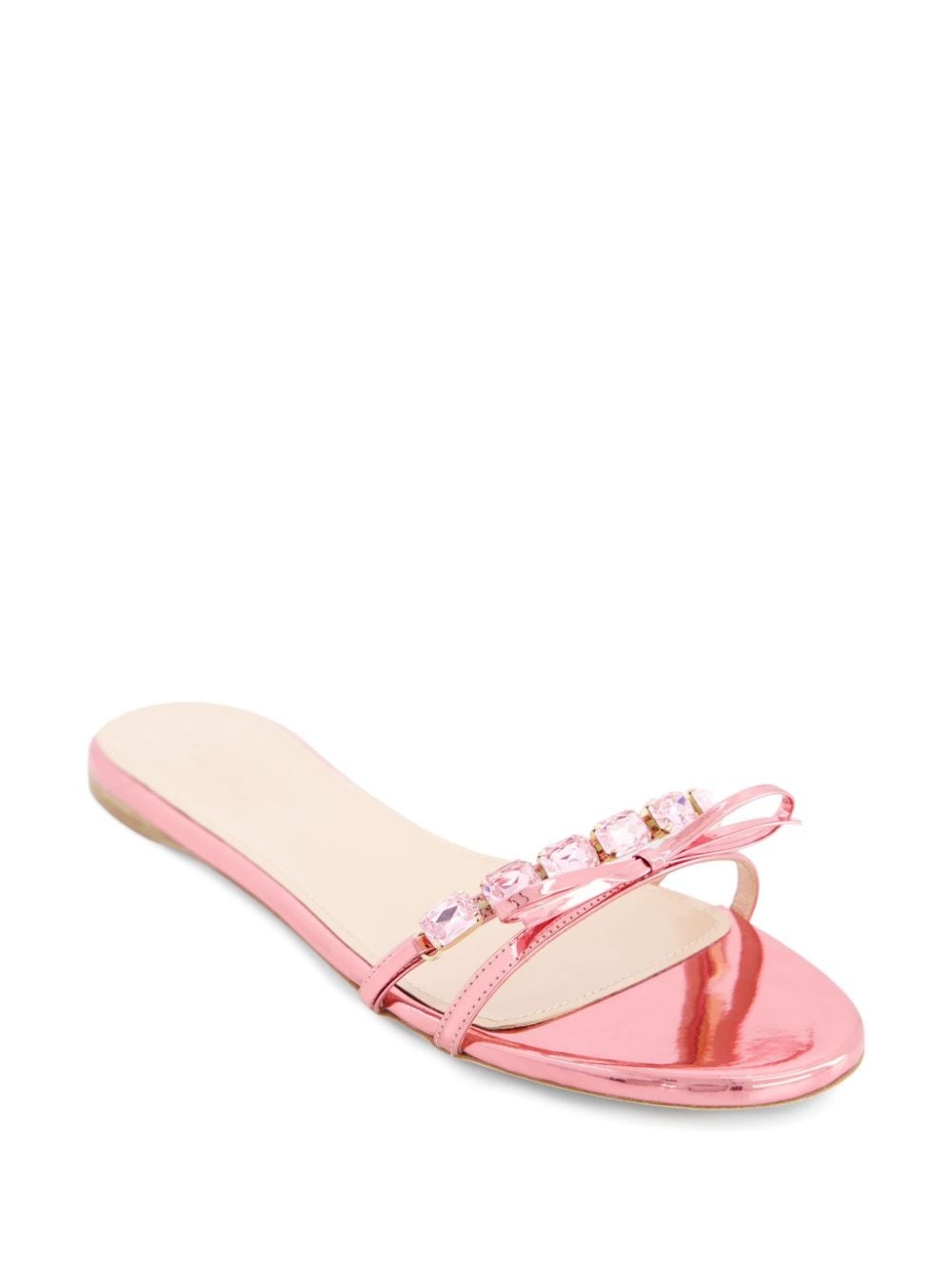 crystal-embellished leather slides - 2