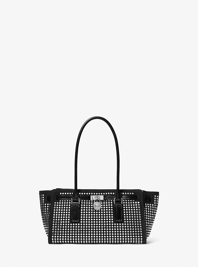 Hamilton Moderne Small Studded Suede Satchel 1