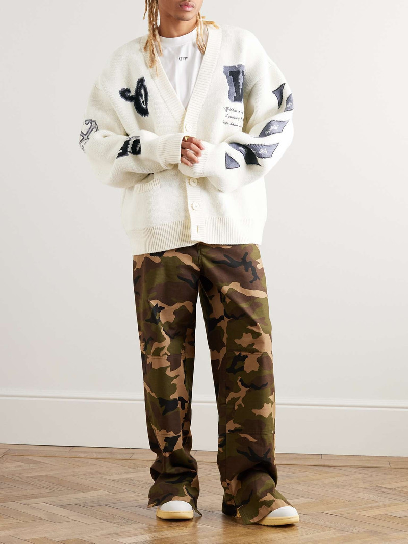 Off-White Varsity Embroidered Jacquard-Knit Wool-Blend Cardigan outlook