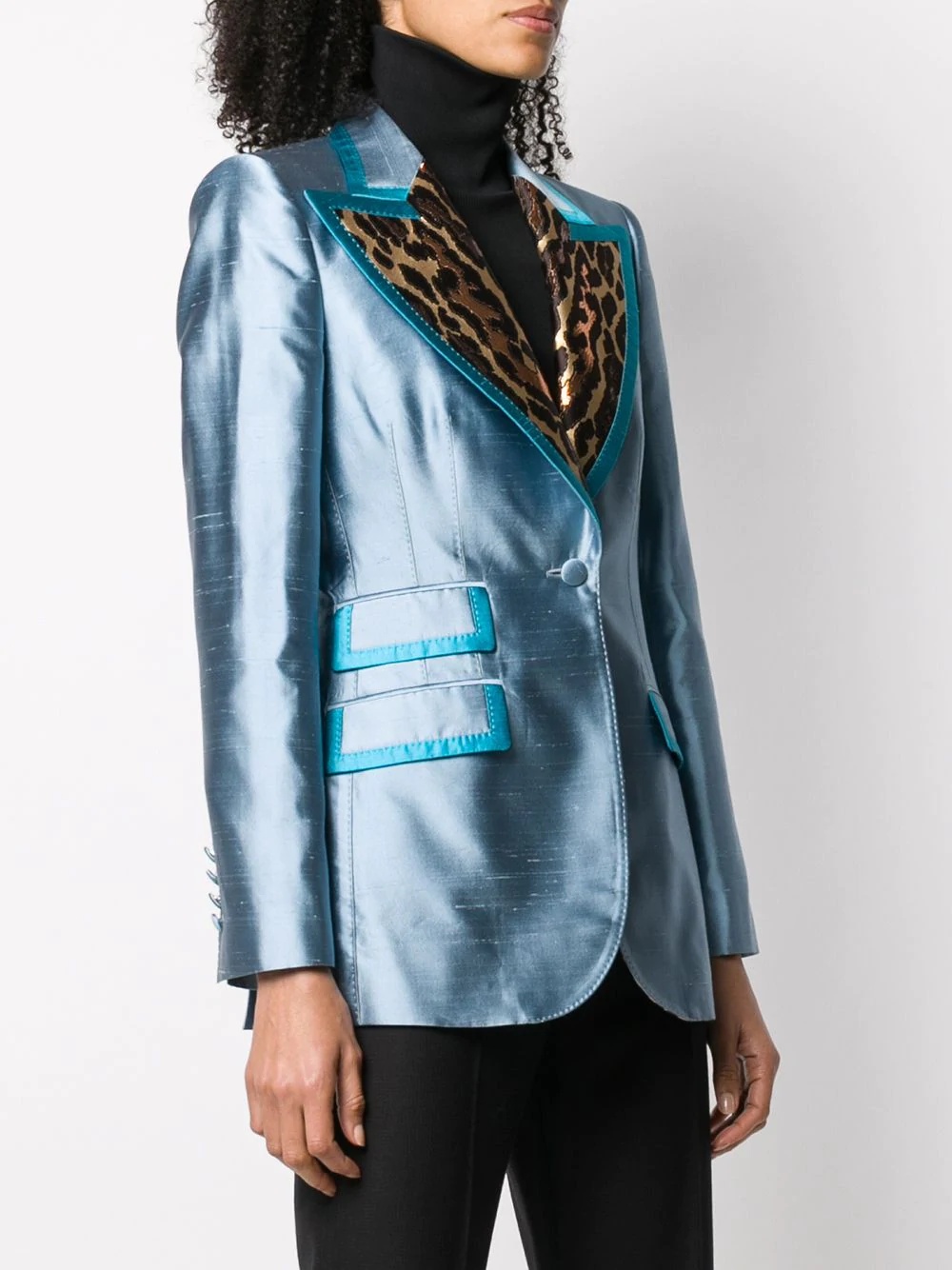 leopard panels blazer - 3