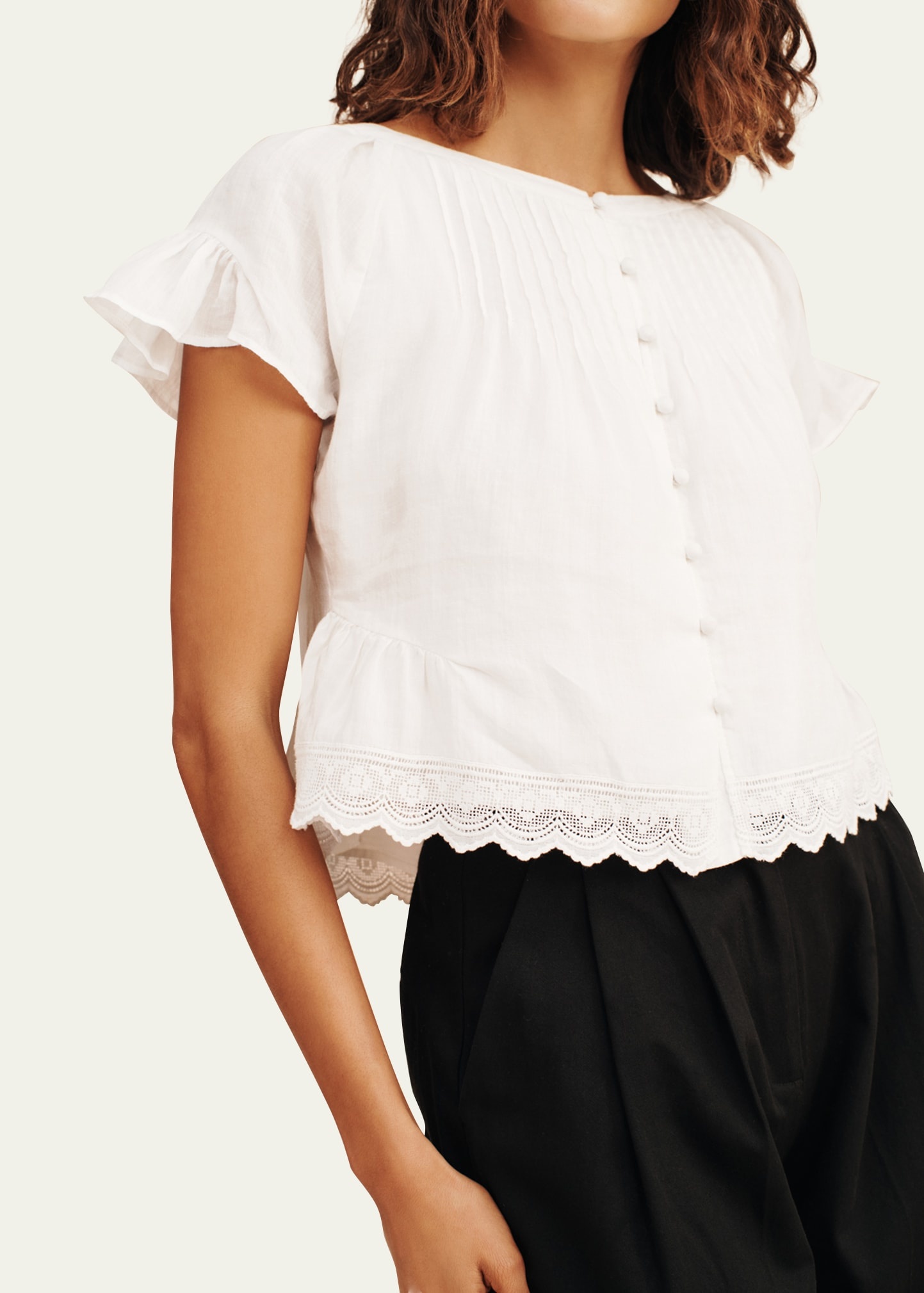 Grace High-Low Pintuck Blouse - 4