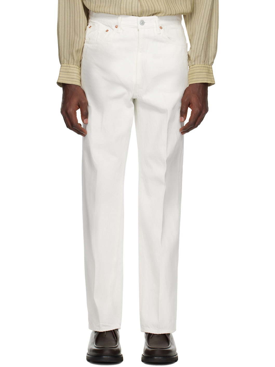 White Skate Shoecut Jeans - 1