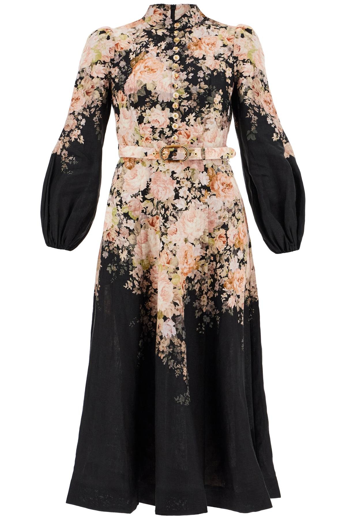 Zimmermann 'FLORAL PRINT LINEN MIDI DRESS WITH | netdressed