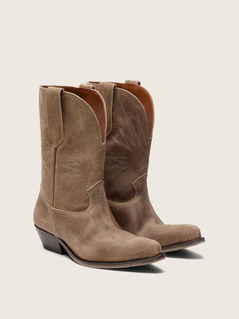 Golden Goose Women's low Wish Star boots in gray suede with star embroidery outlook