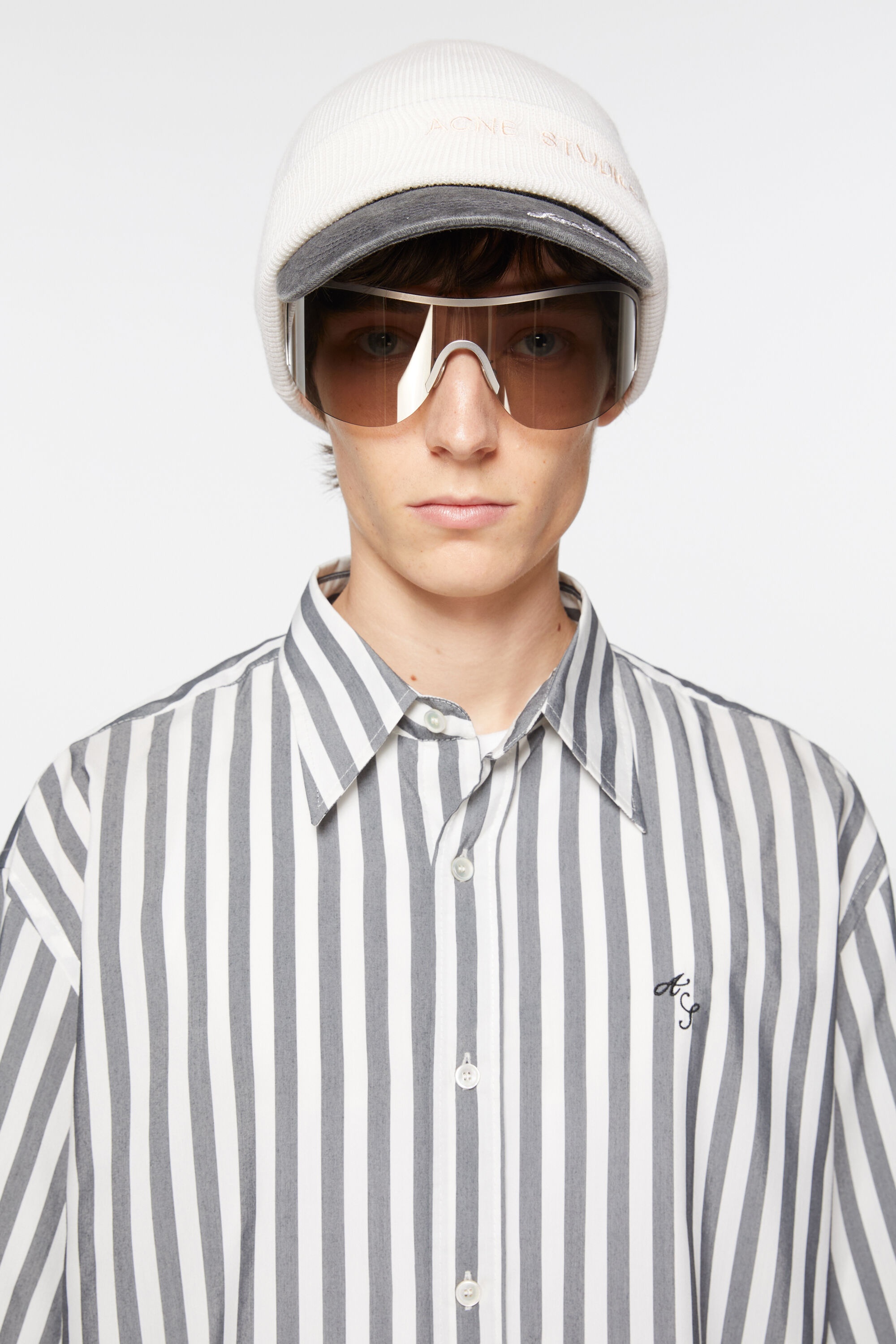 Stripe button-up shirt - Black/white - 4