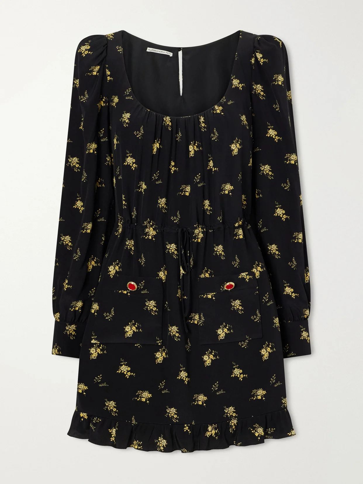 Ruffled Floral-print Crepe Mini Dress - 1