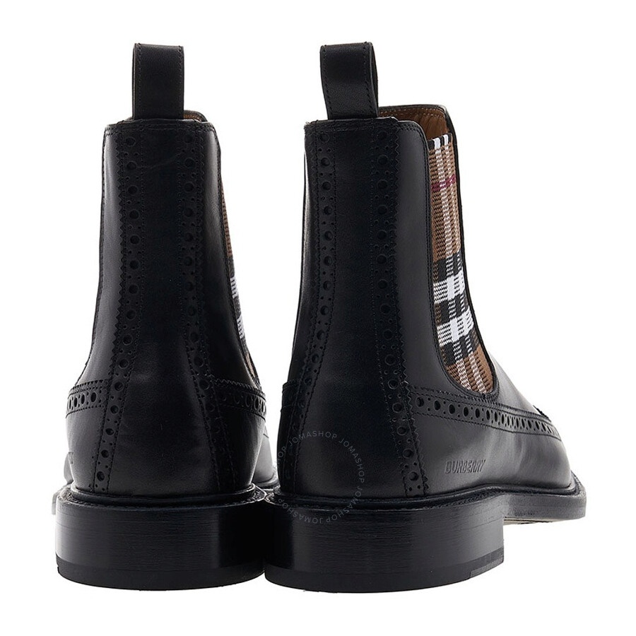Burberry Men's Black / Birch Brown Vintage Check Chelsea Boots - 3