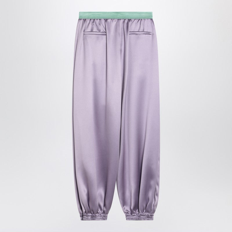Valentino Wide Lilac Silk Pants Women - 2
