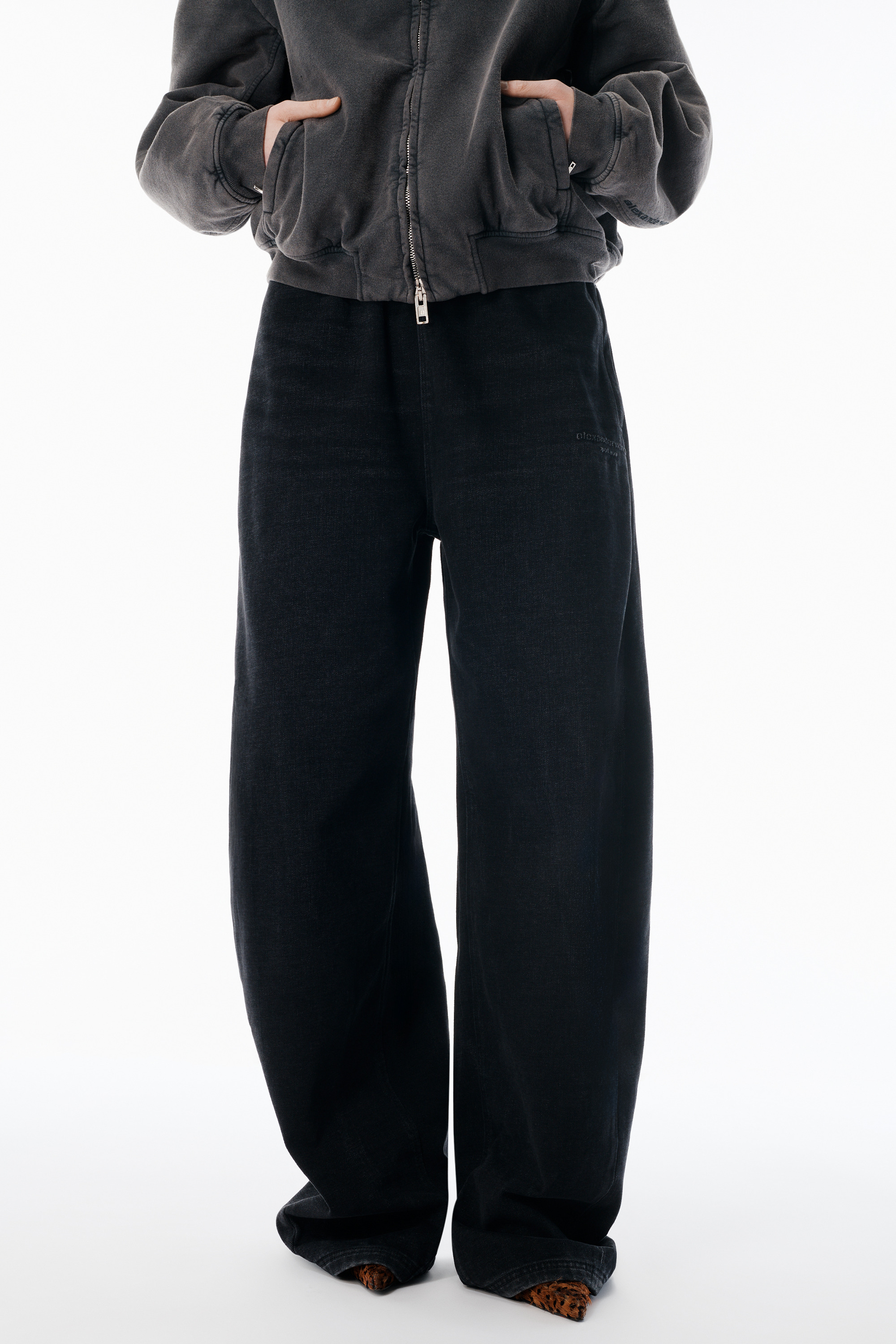 Black Brushed Denim Sweatpant - 3