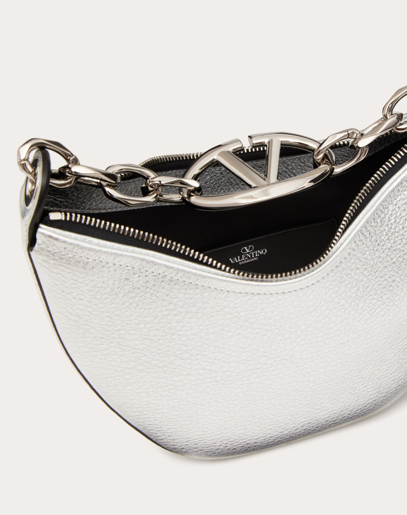 VLOGO MOON MINI HOBO BAG IN METALLIC GRAINY CALFSKIN WITH CHAIN 7