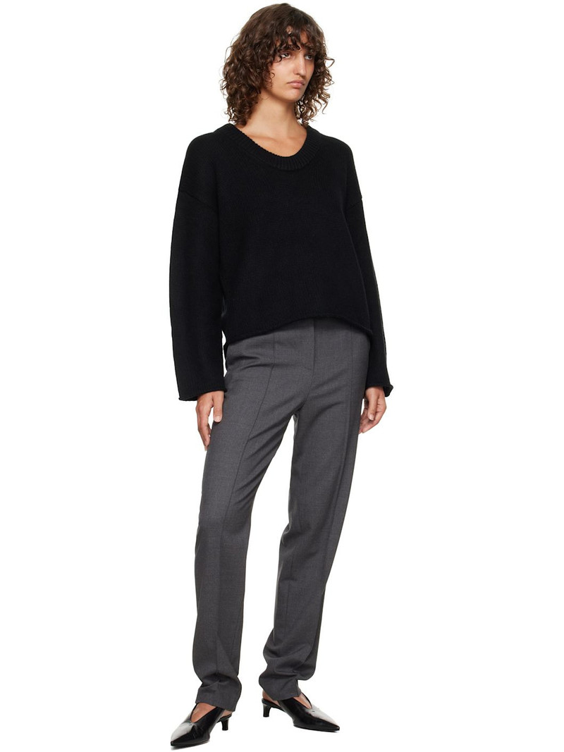 Loulou de Saison Black Derry Plunging U Neck Sweater outlook