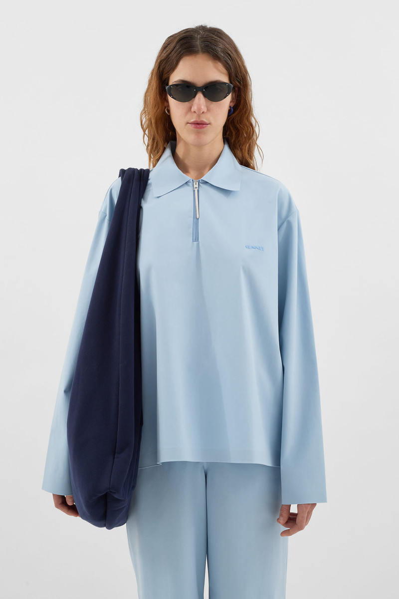 SUNNEI LONGSLEEVE POLO W ZIP / azure outlook