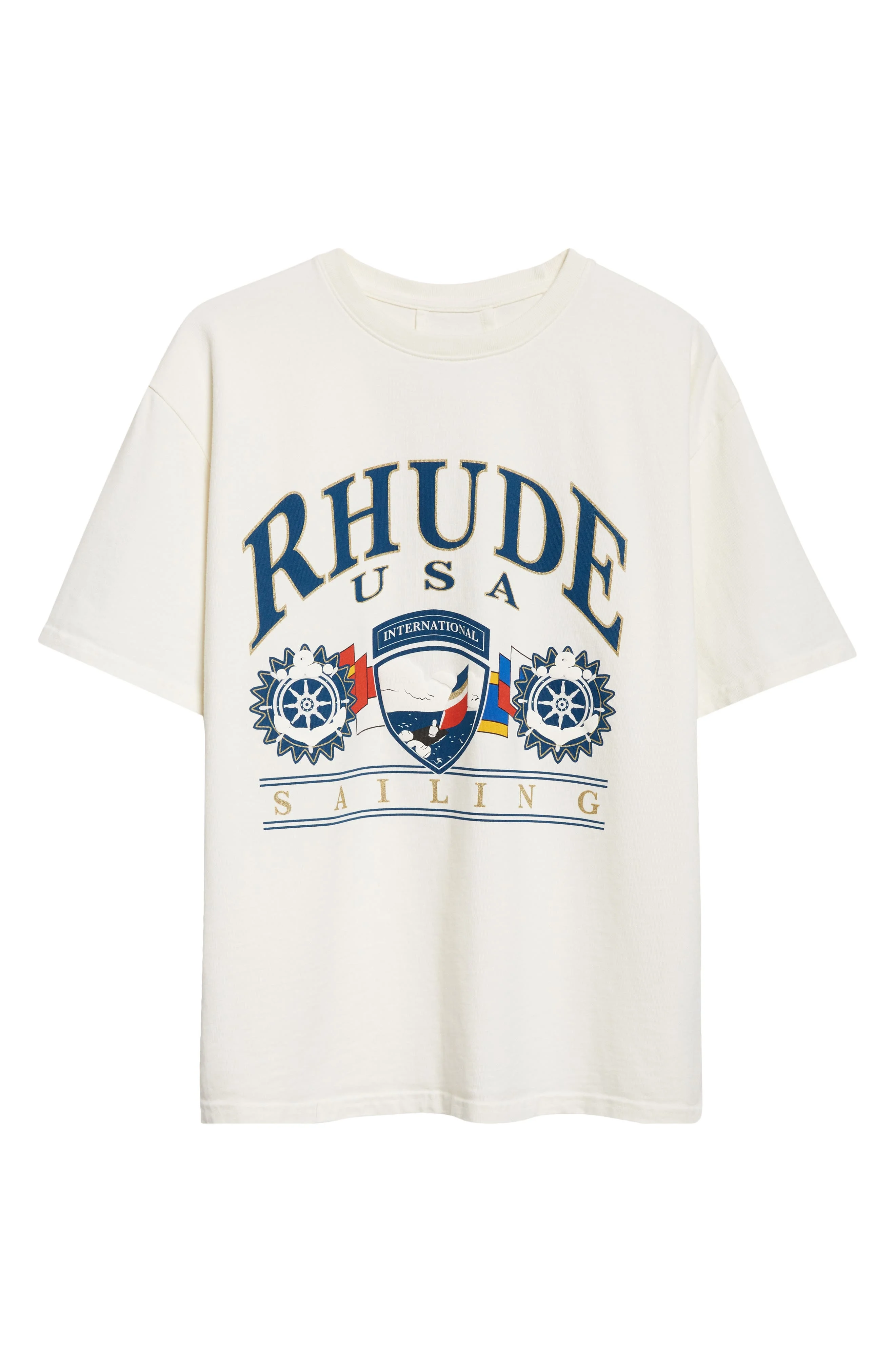 Rhude USA Sailing Icon T-Shirt in Vintage White/Black at Nordstrom - 1