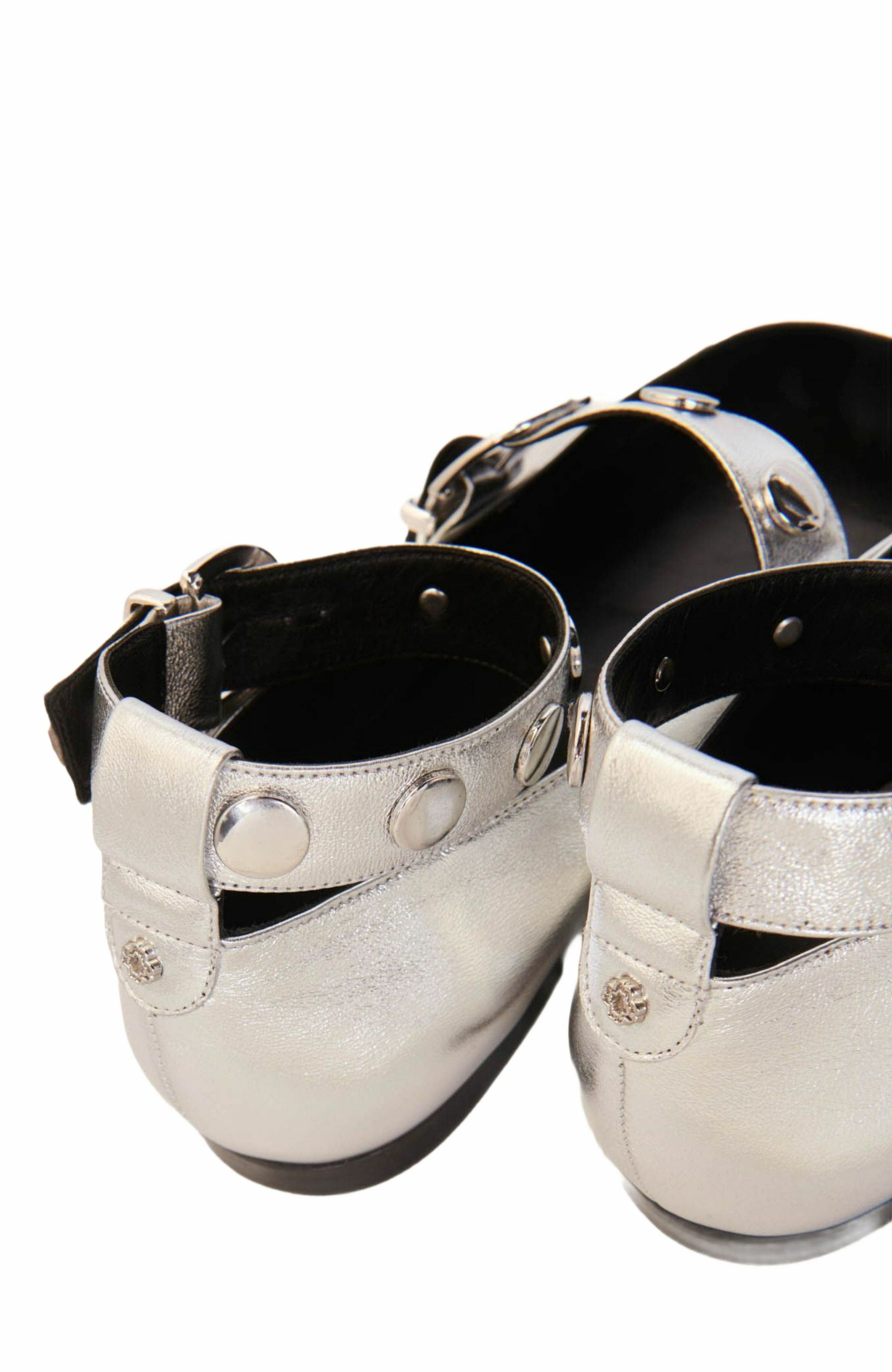 maje Metallic leather Mary Janes in Silver at Nordstrom - 5