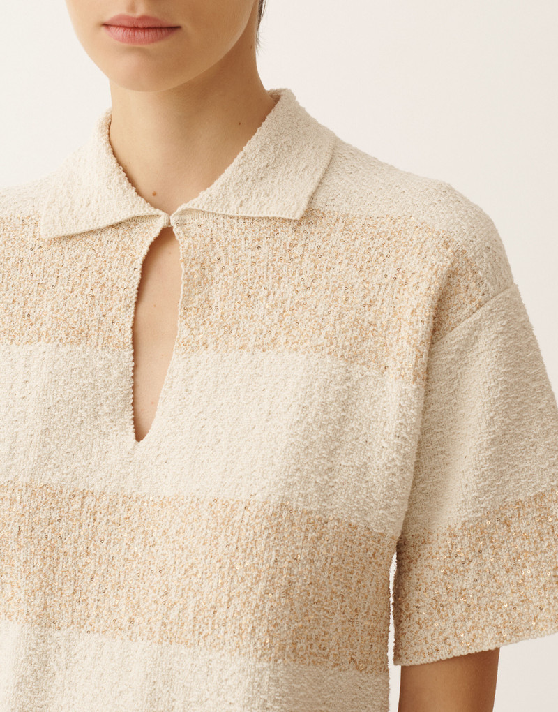 Boxy shirt in striped cotton tweed with sequins 5