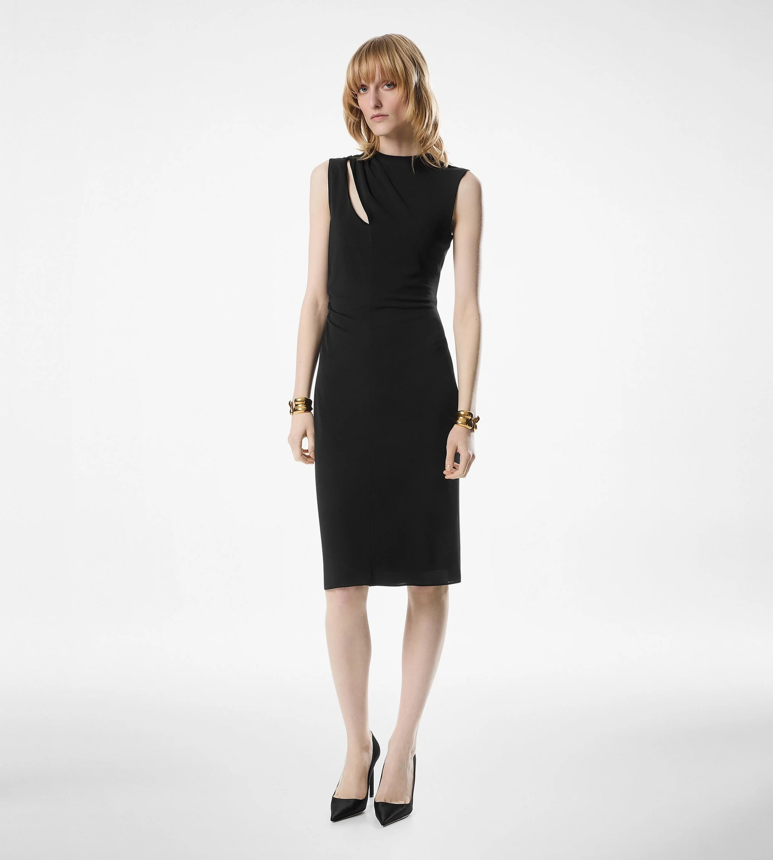COCKTAIL DRESS WITH CUT OUT AND SCARF DETAIL