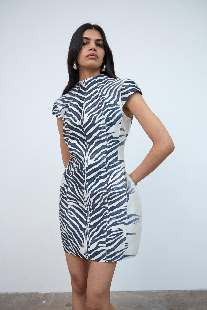 ZENA MINI DRESS IN ZEBRA PRINTED TWILL 3