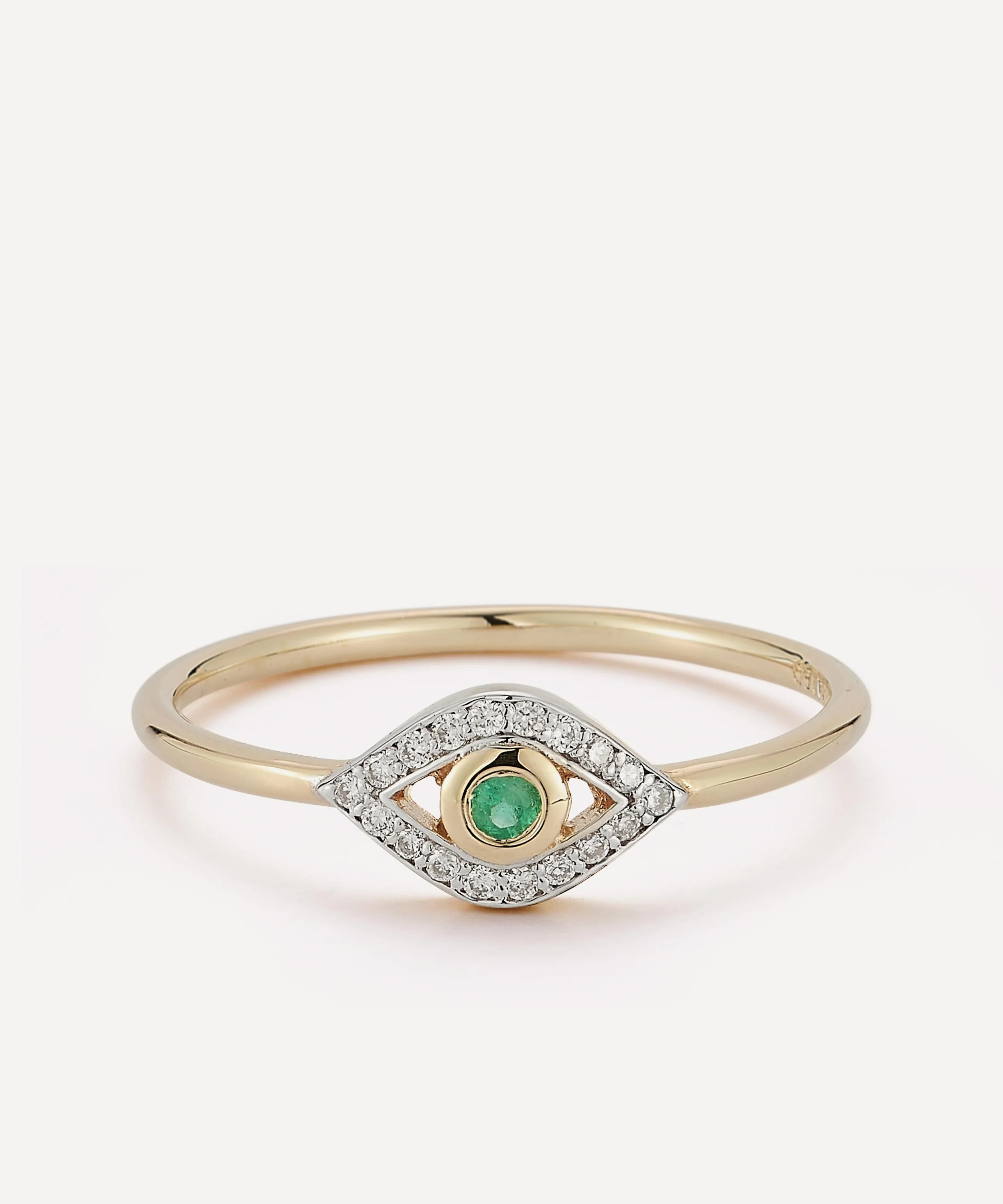 14ct Gold Emerald Evil Eye Ring - 1
