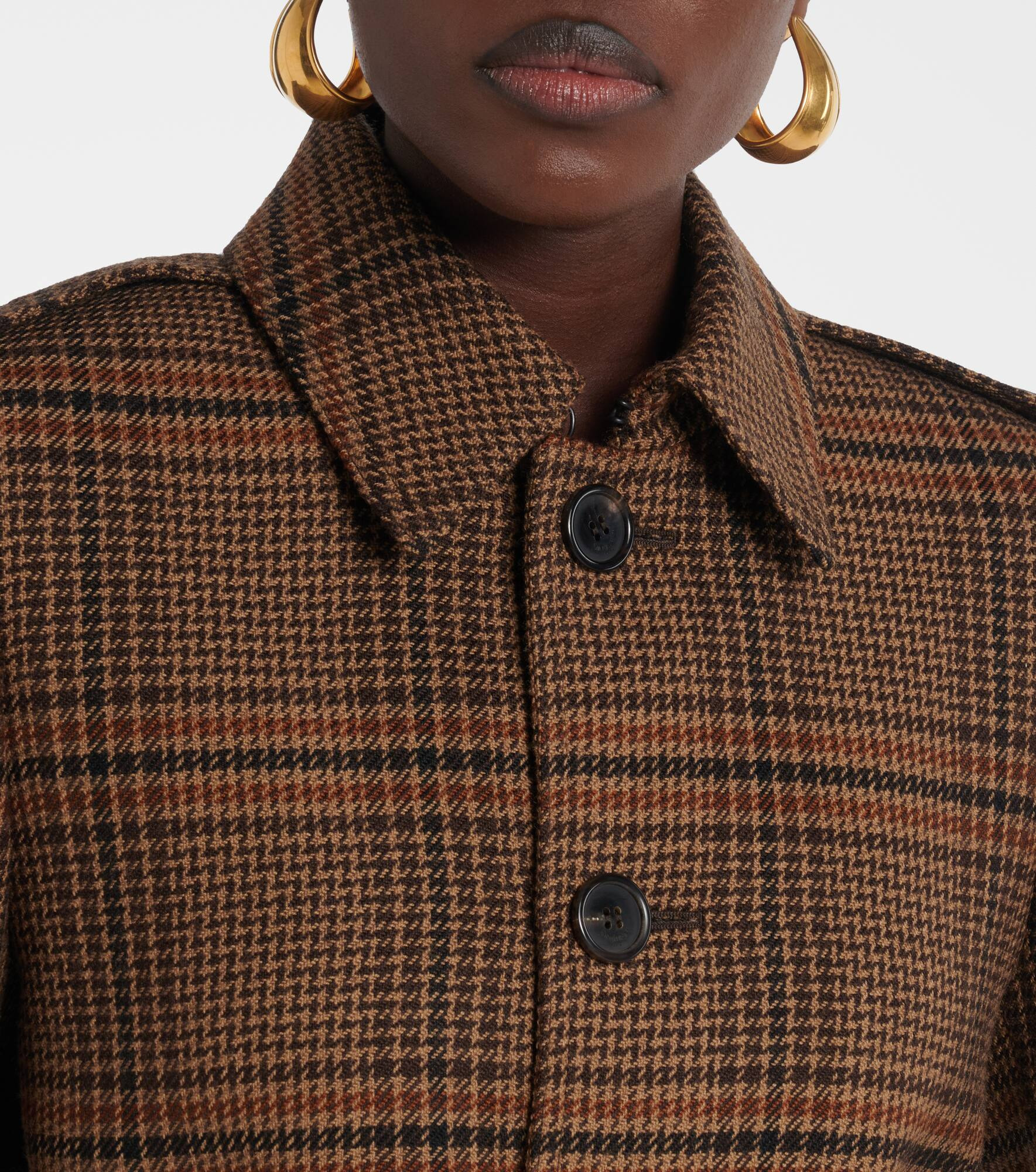 Belted Prince of Wales wool coat - 4