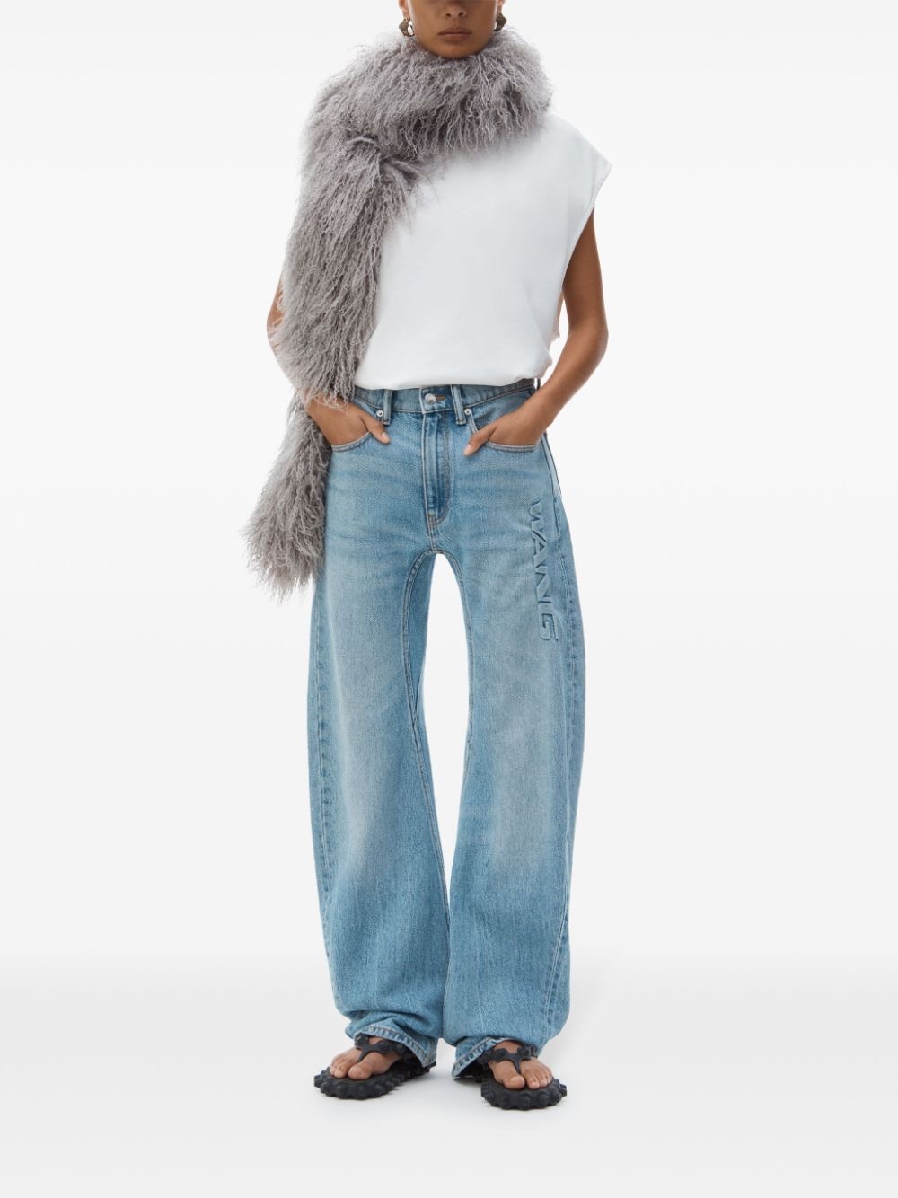logo-embossed jeans - 2