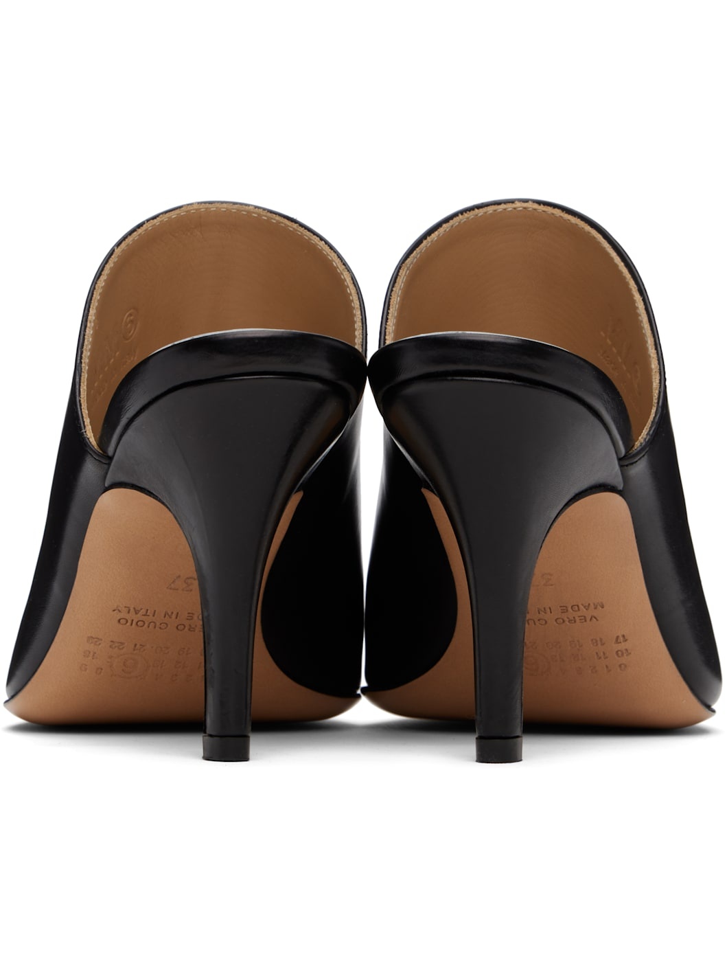 Black Oil Sandal Mules - 2