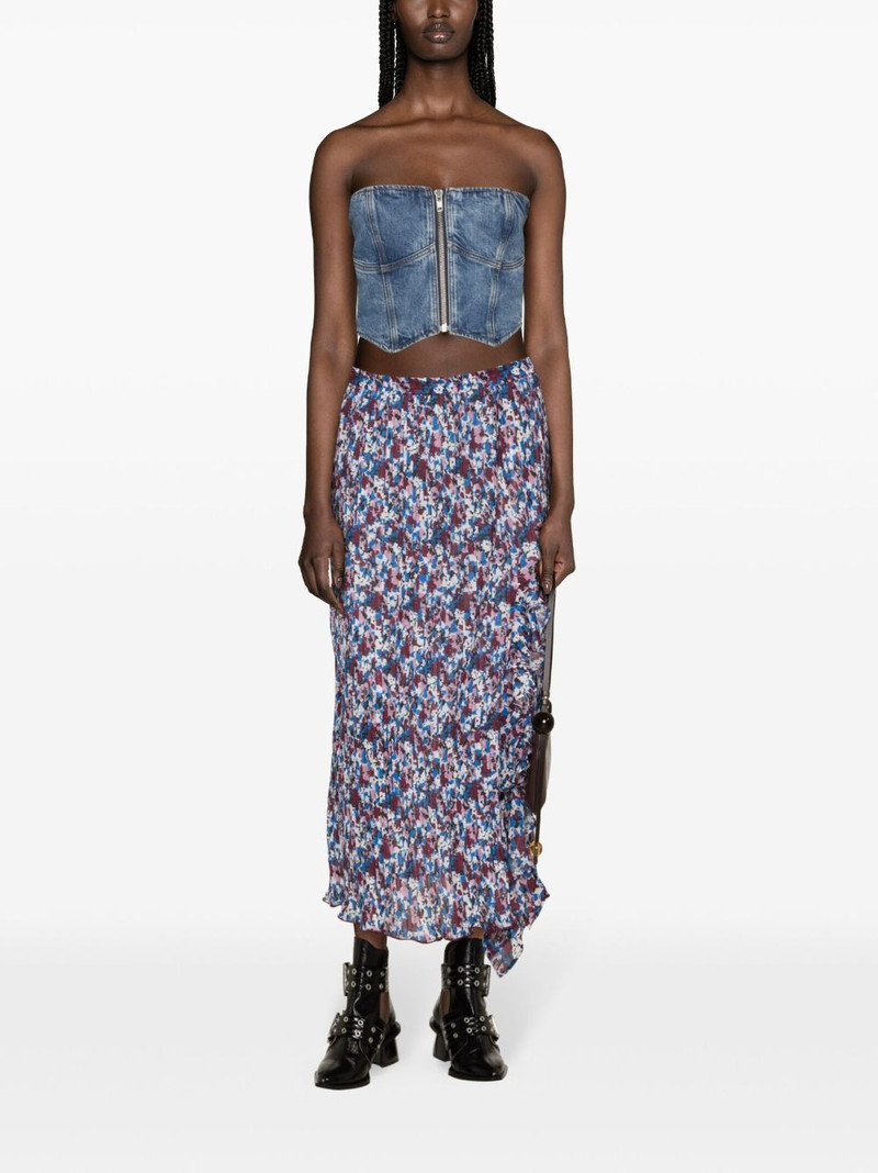 GANNI floral-print pleated midi skirt outlook