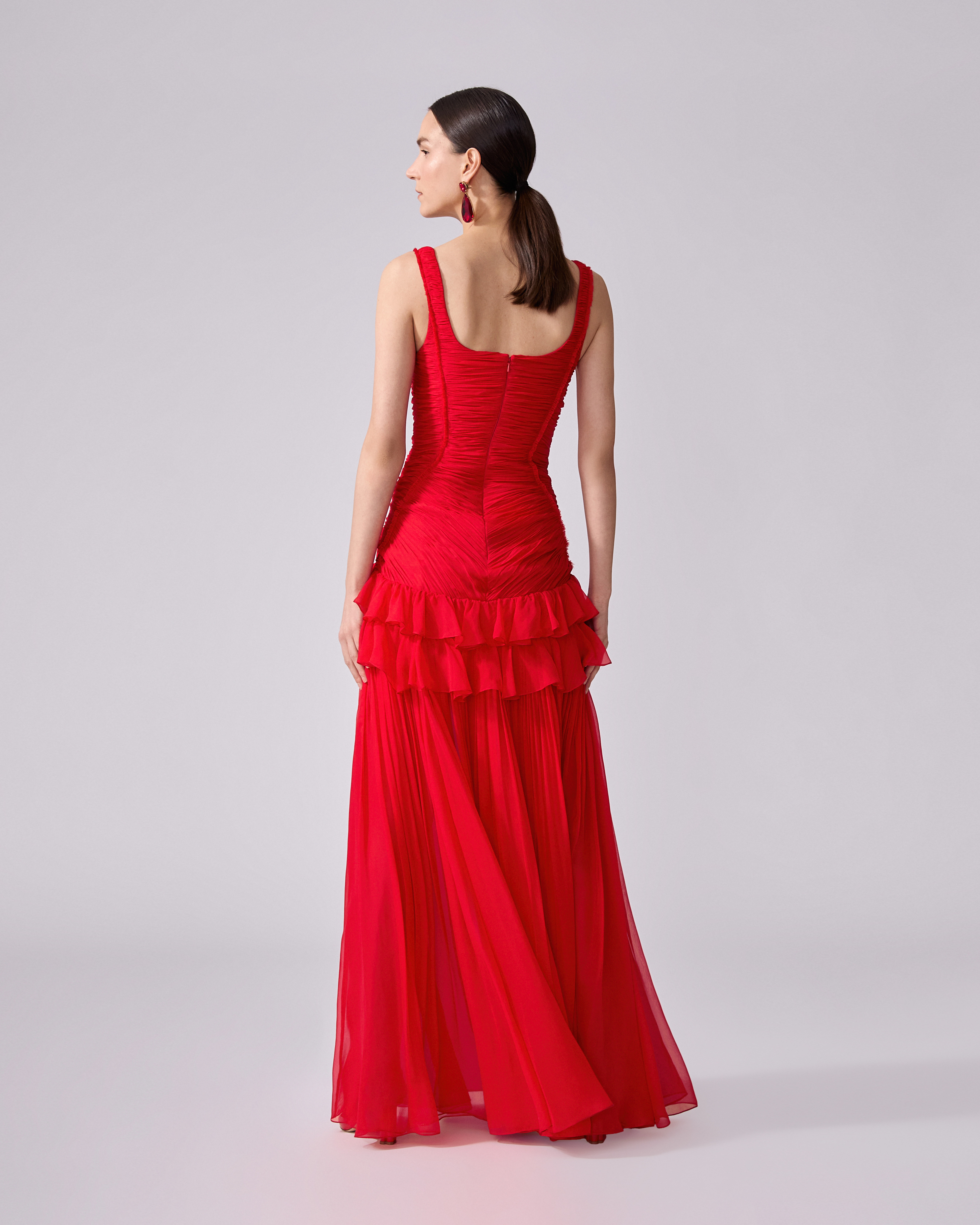 Pleated Chiffon Evening Gown - 3