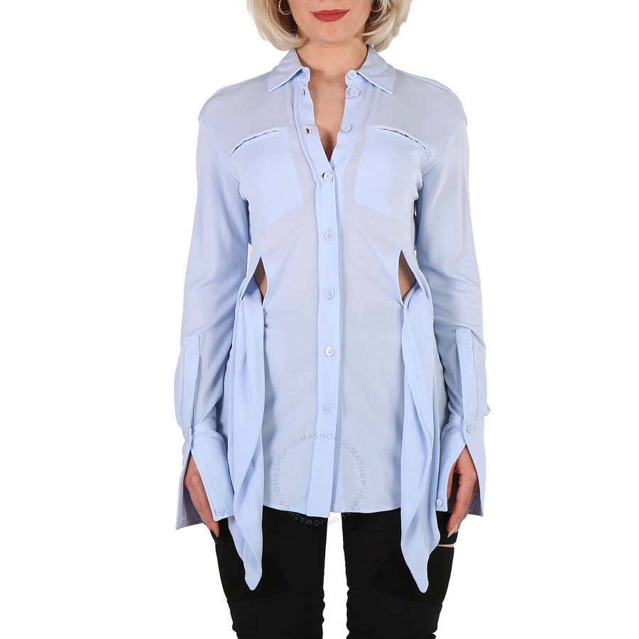 Burberry Ladies Pale Blue Sash Detail Jersey Oversized Shirt - 3