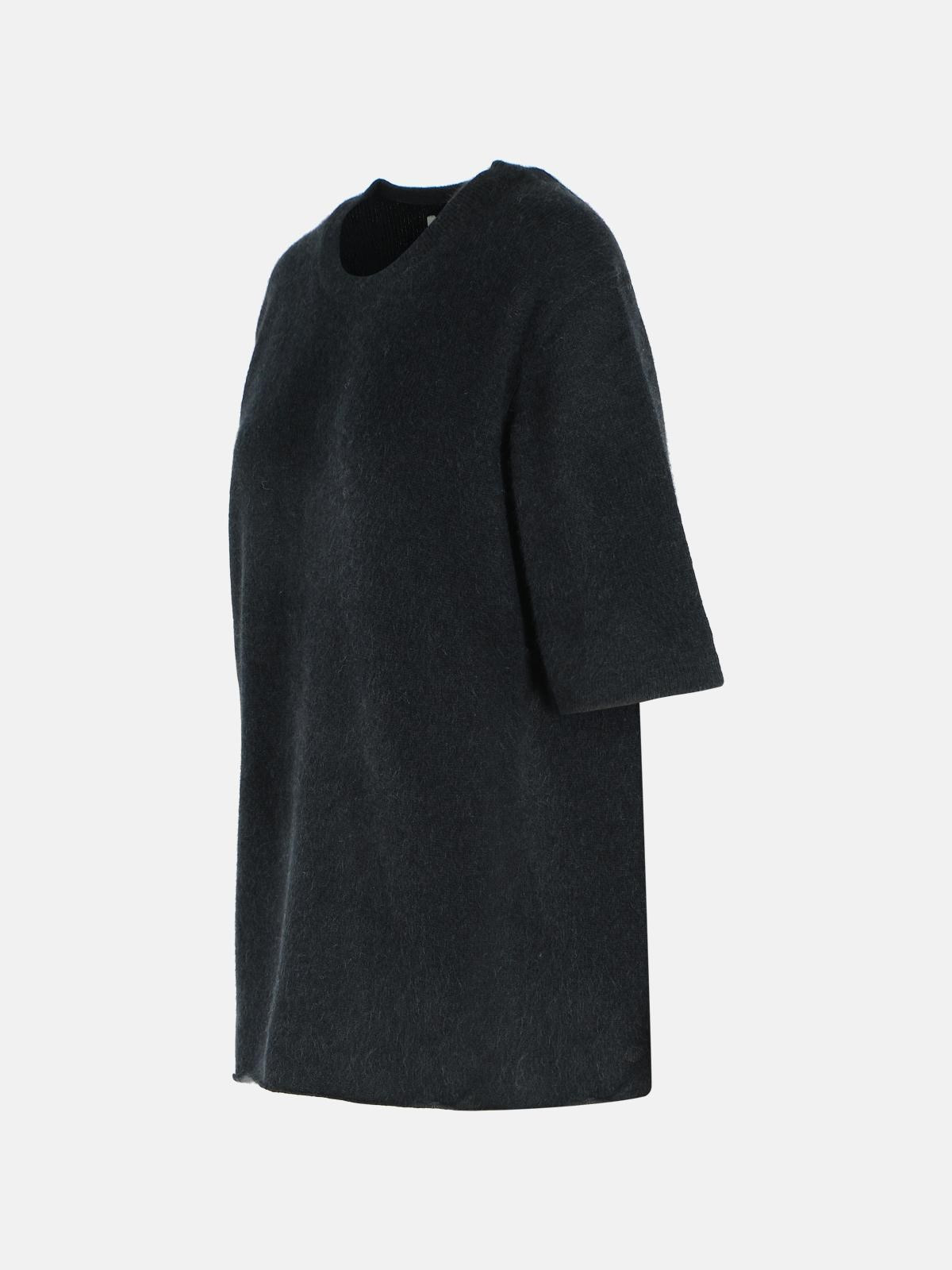 BLACK WOOL BLEND T-SHIRT - 2