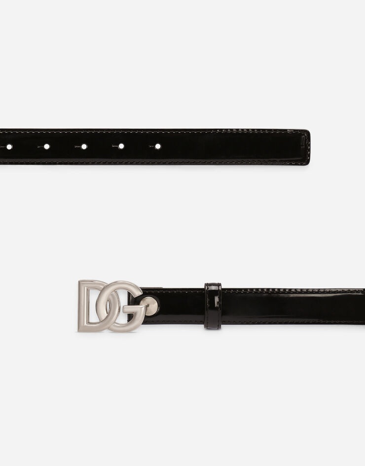 Shiny calfskin belt with DG logo - 2