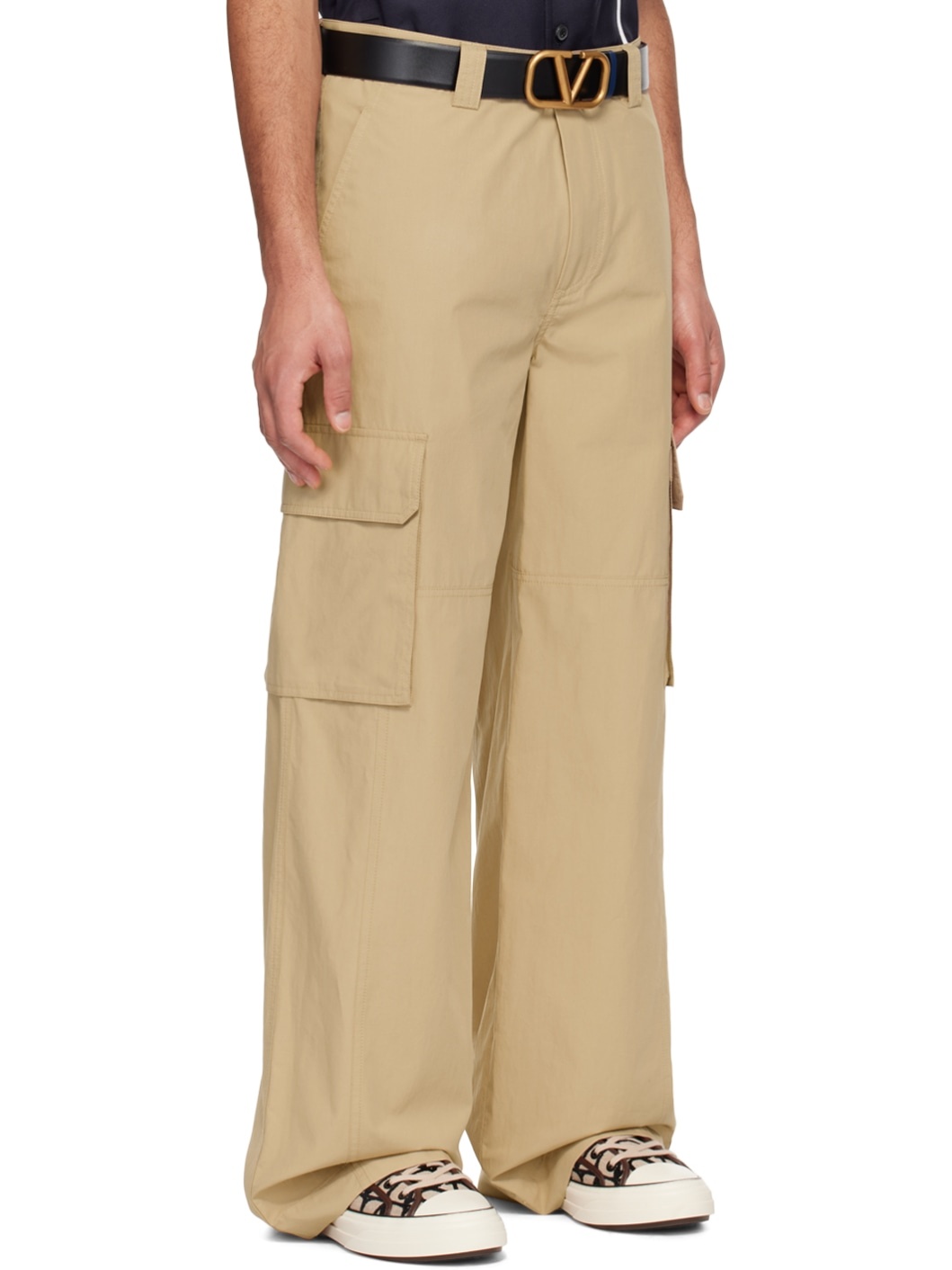 Beige Hammer Loop Cargo Pants - 2