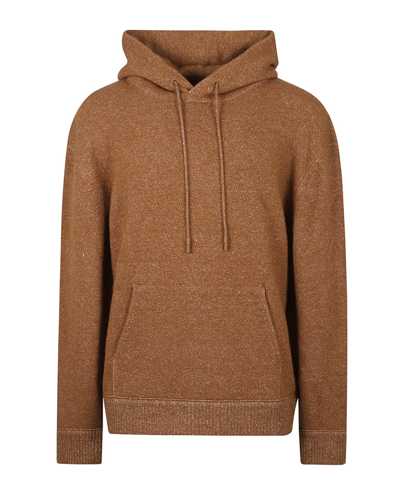 Drawstring Hood Ribbed Knit Hoodie - 1