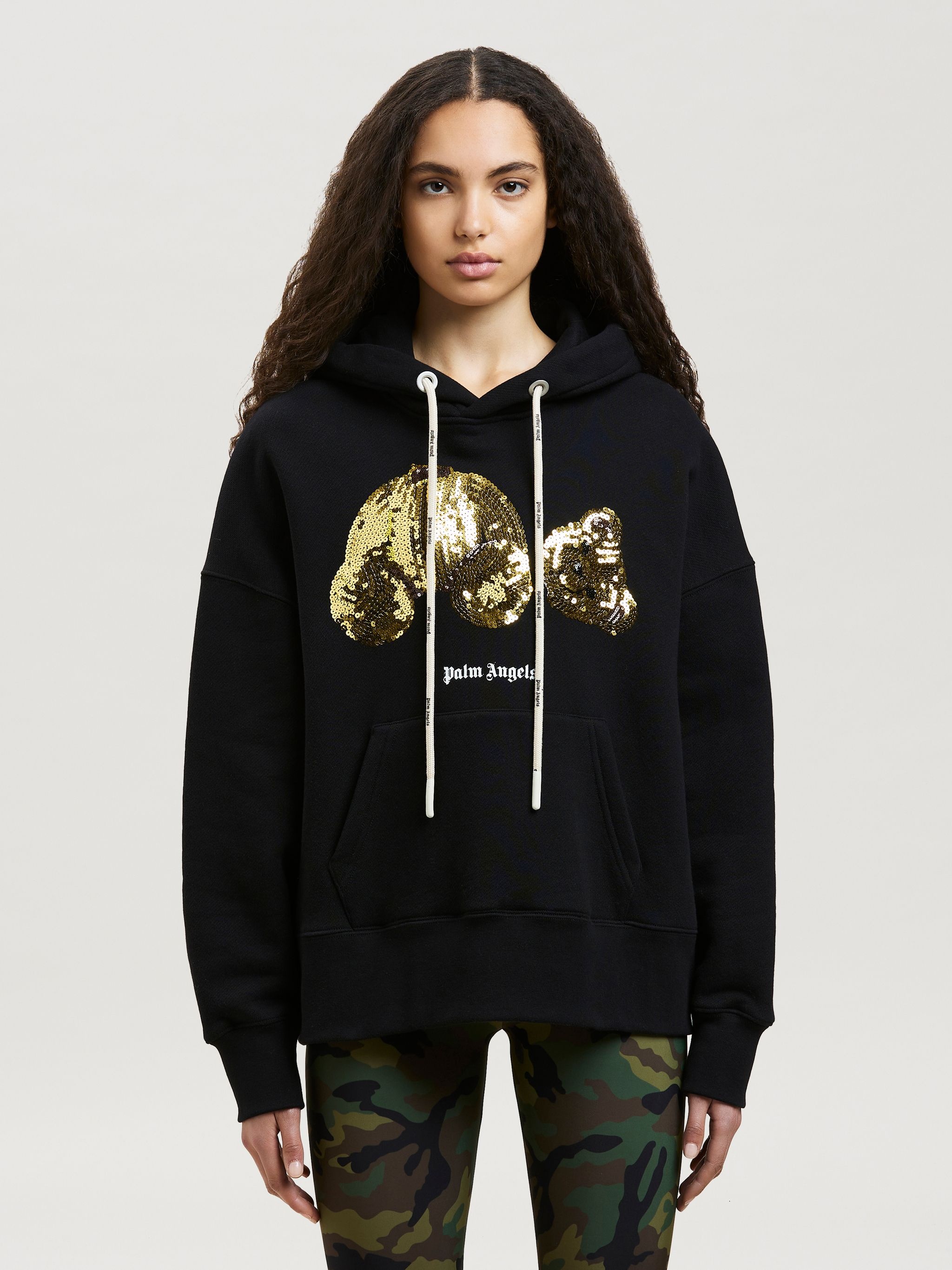 GOLD SEQUINS BEAR HOODIE - 3