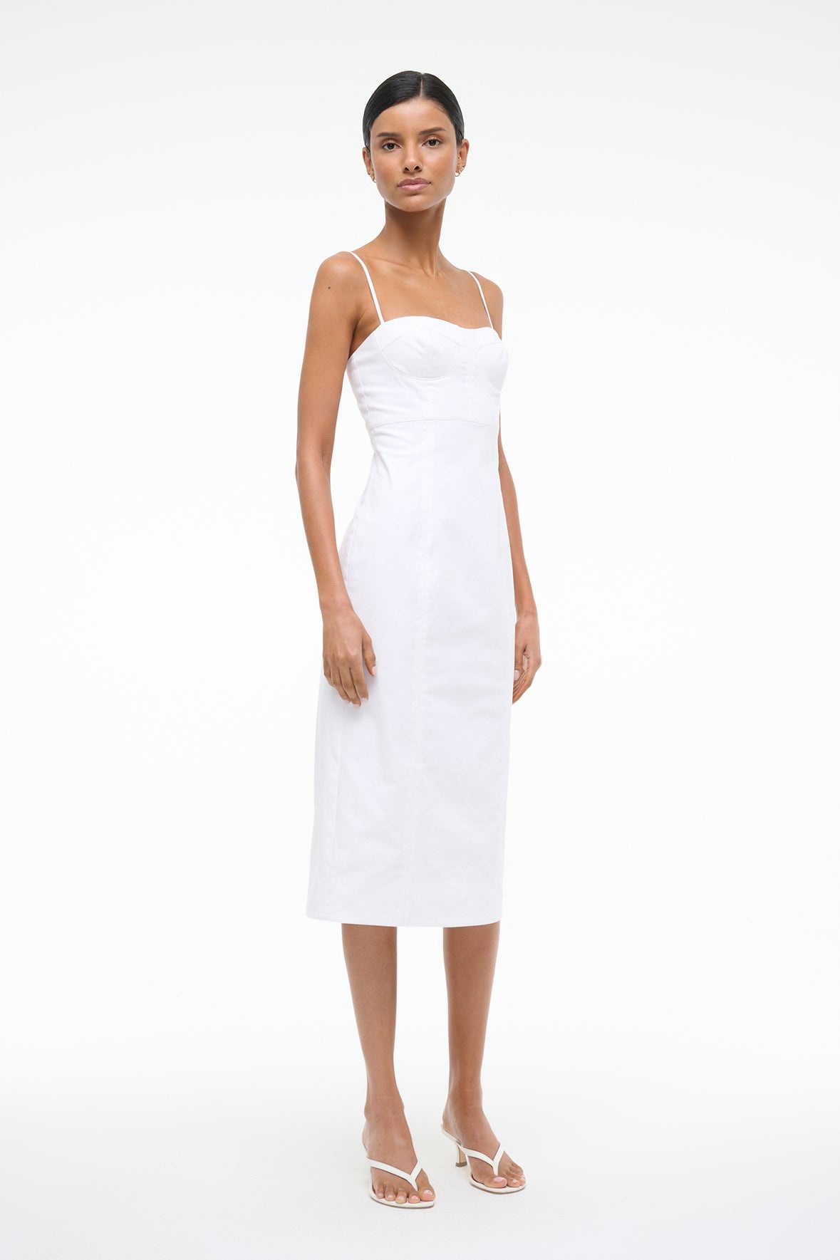 STAUD WHITNEY DRESS WHITE - 3