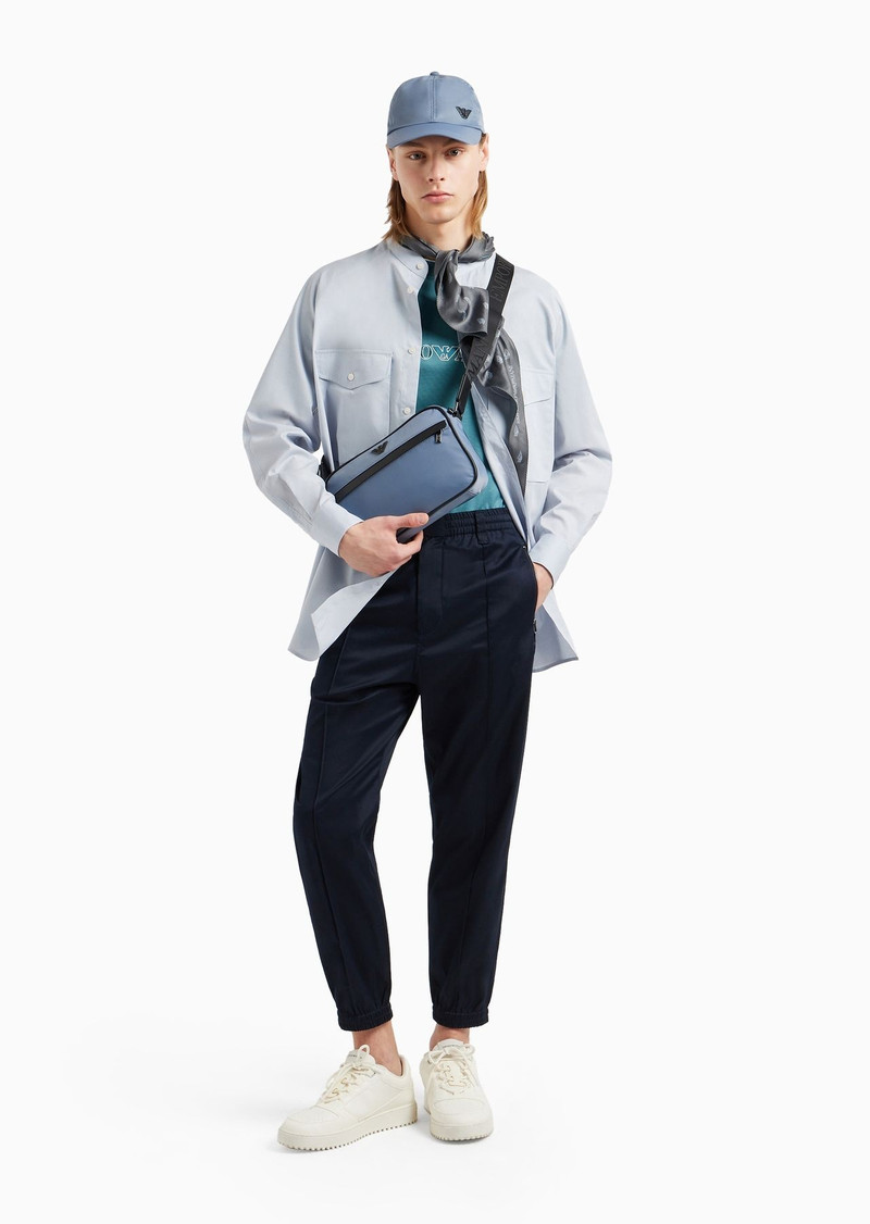 EMPORIO ARMANI Comfortable cotton twill trousers with centre crease and stretch cuffs outlook