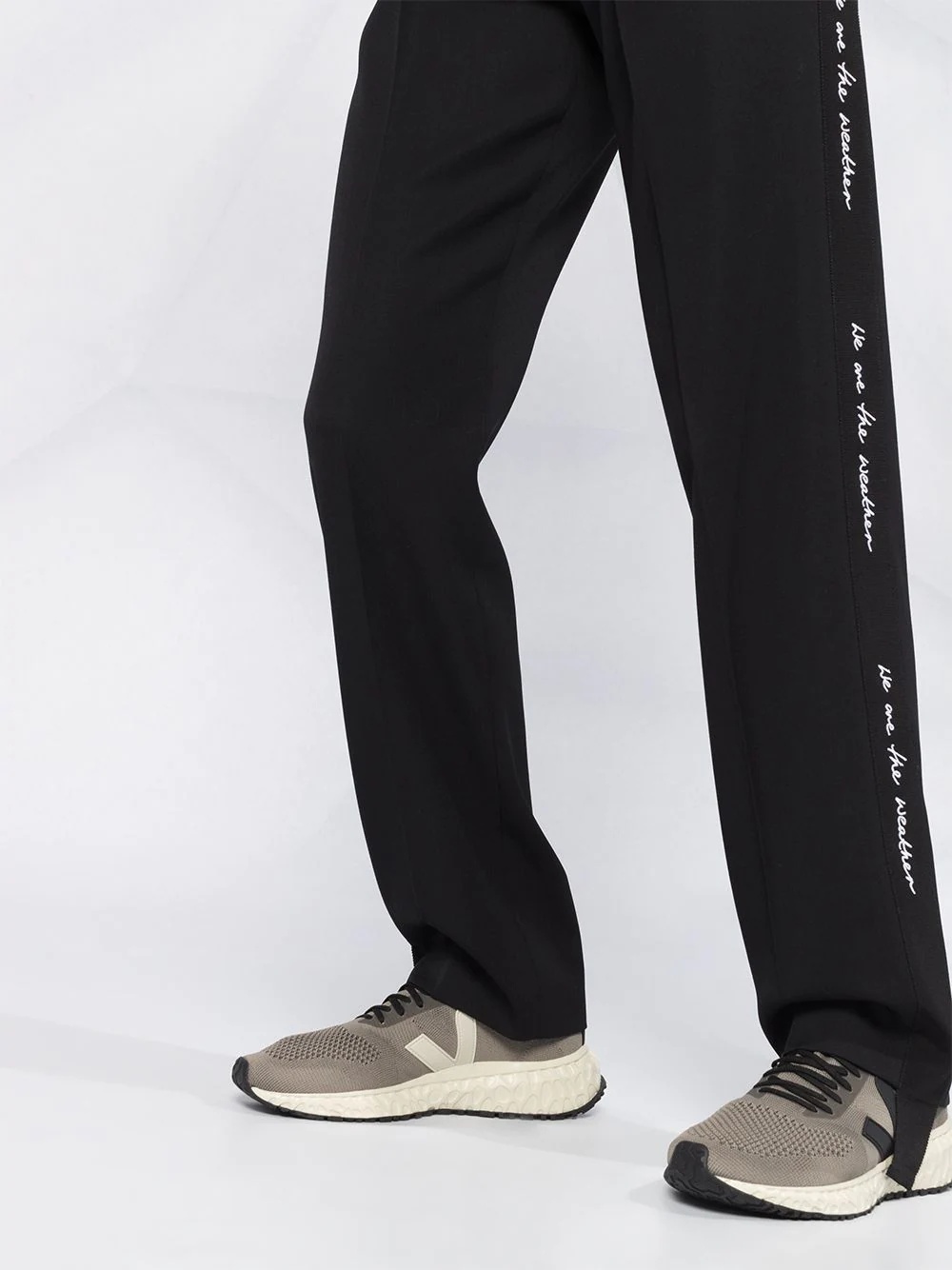 tape detail straight trousers - 3